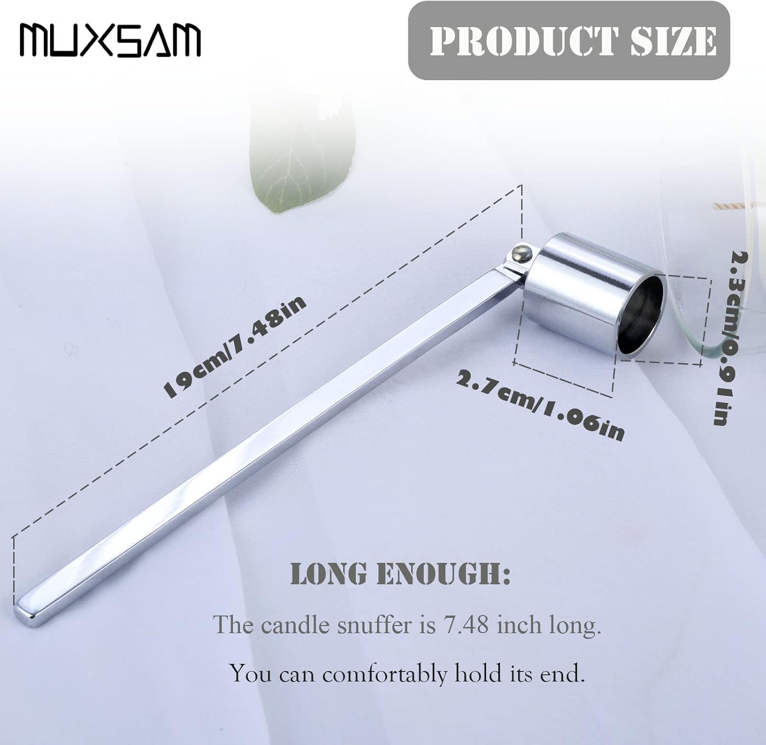 MUXSAM Candle Snuffer with Long Handle and Silver Finish