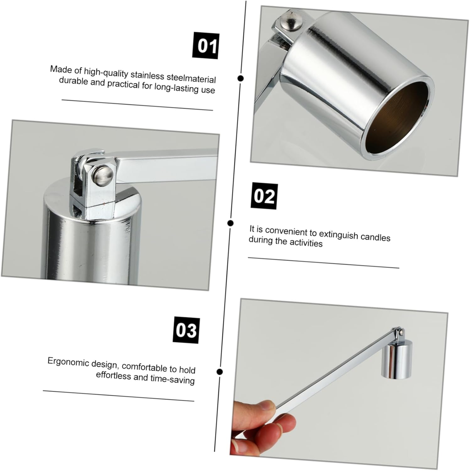 Stainless Steel Candle Snuffer for Safe Use and Preventing Wax Spills