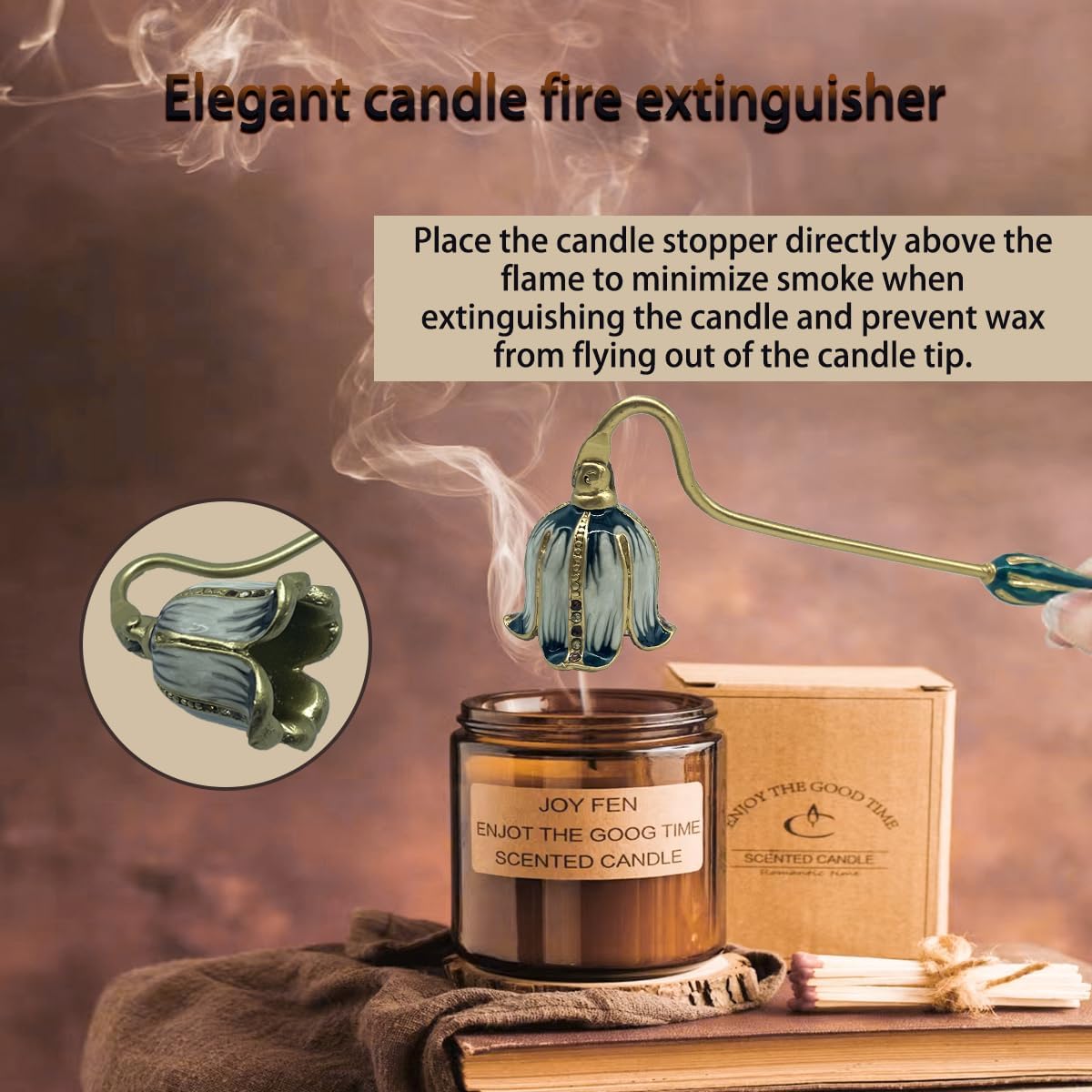 EPedic Candle Snuffer Metal Wick Extinguisher with Long Handle Black