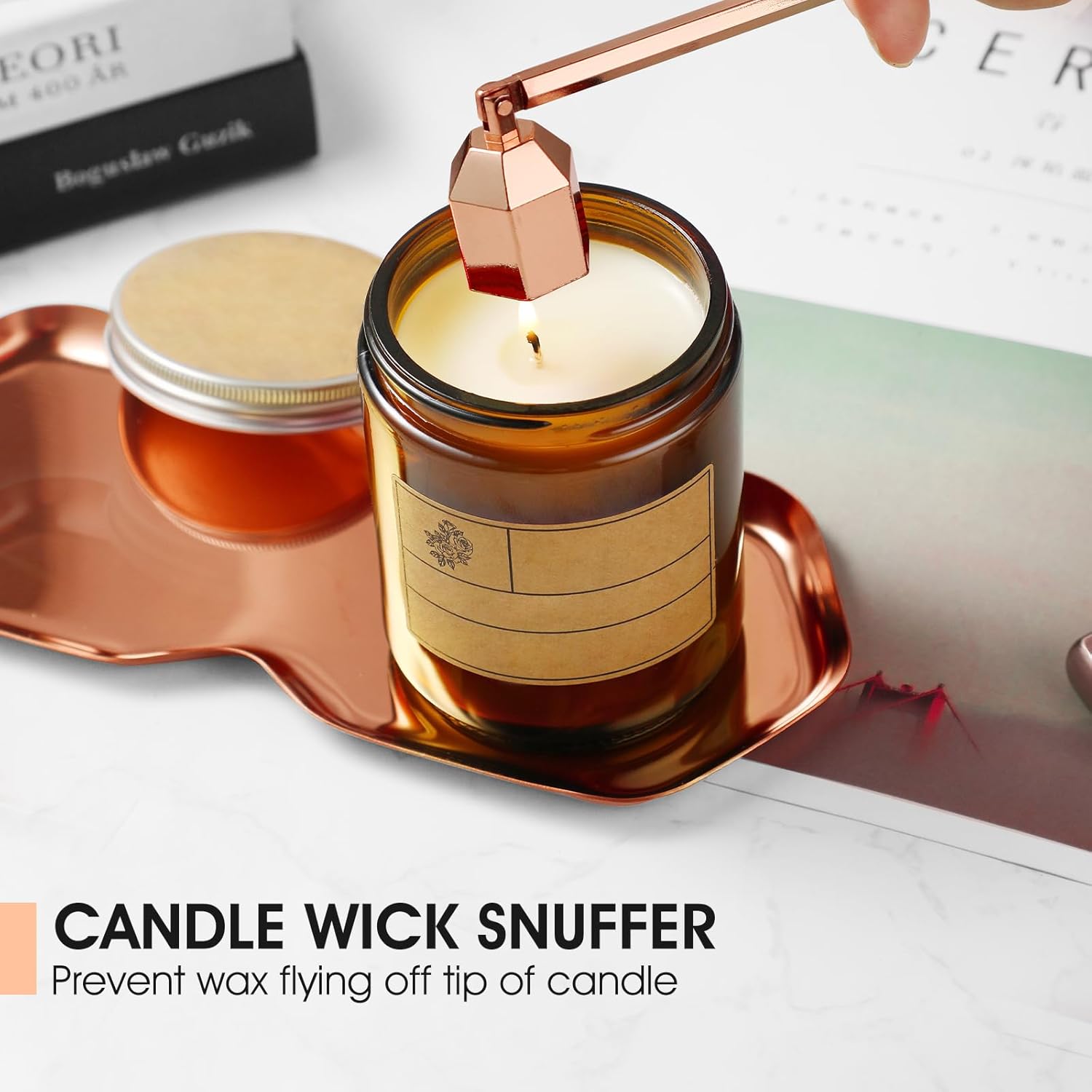 PATOISE 4 in 1 Candle Accessory Set with Rose Gold Finish