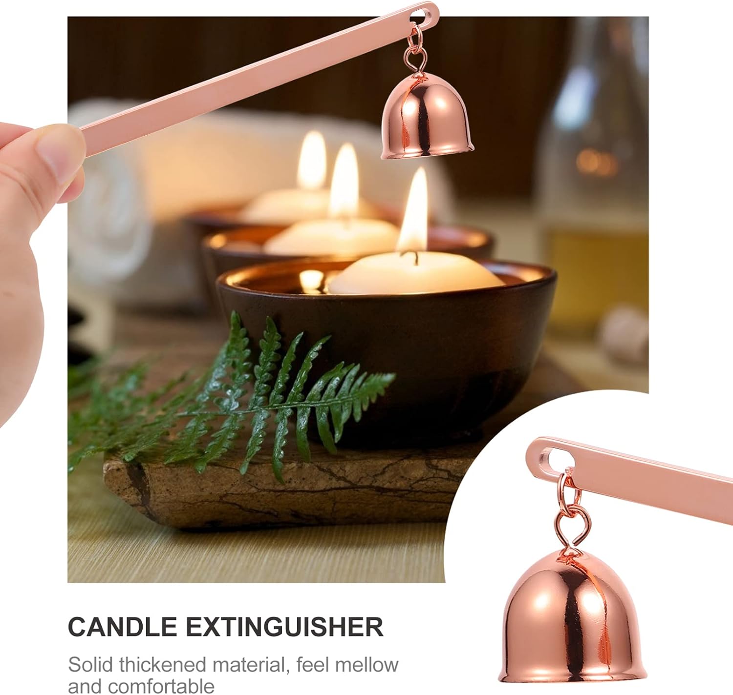 Stainless Steel Candle Snuffer with Long Handle Bell Shape Wick Cover