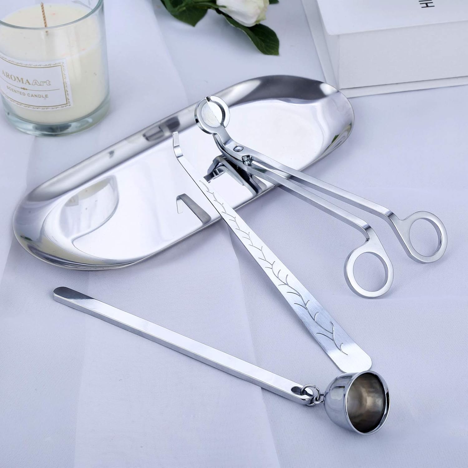 MUXSAM 4 in 1 Candle Care Accessory Set with Storage Tray
