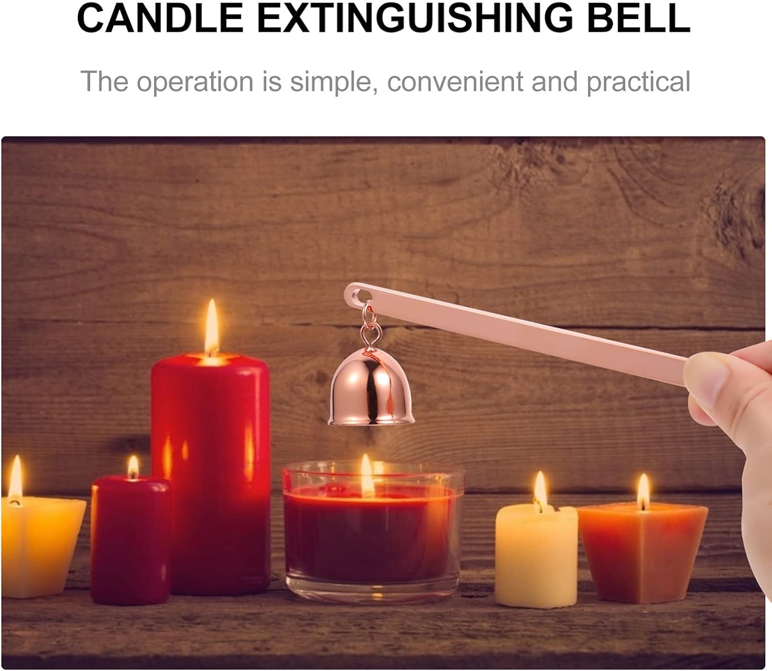 Stainless Steel Candle Snuffer with Long Handle Bell Shape Wick Cover