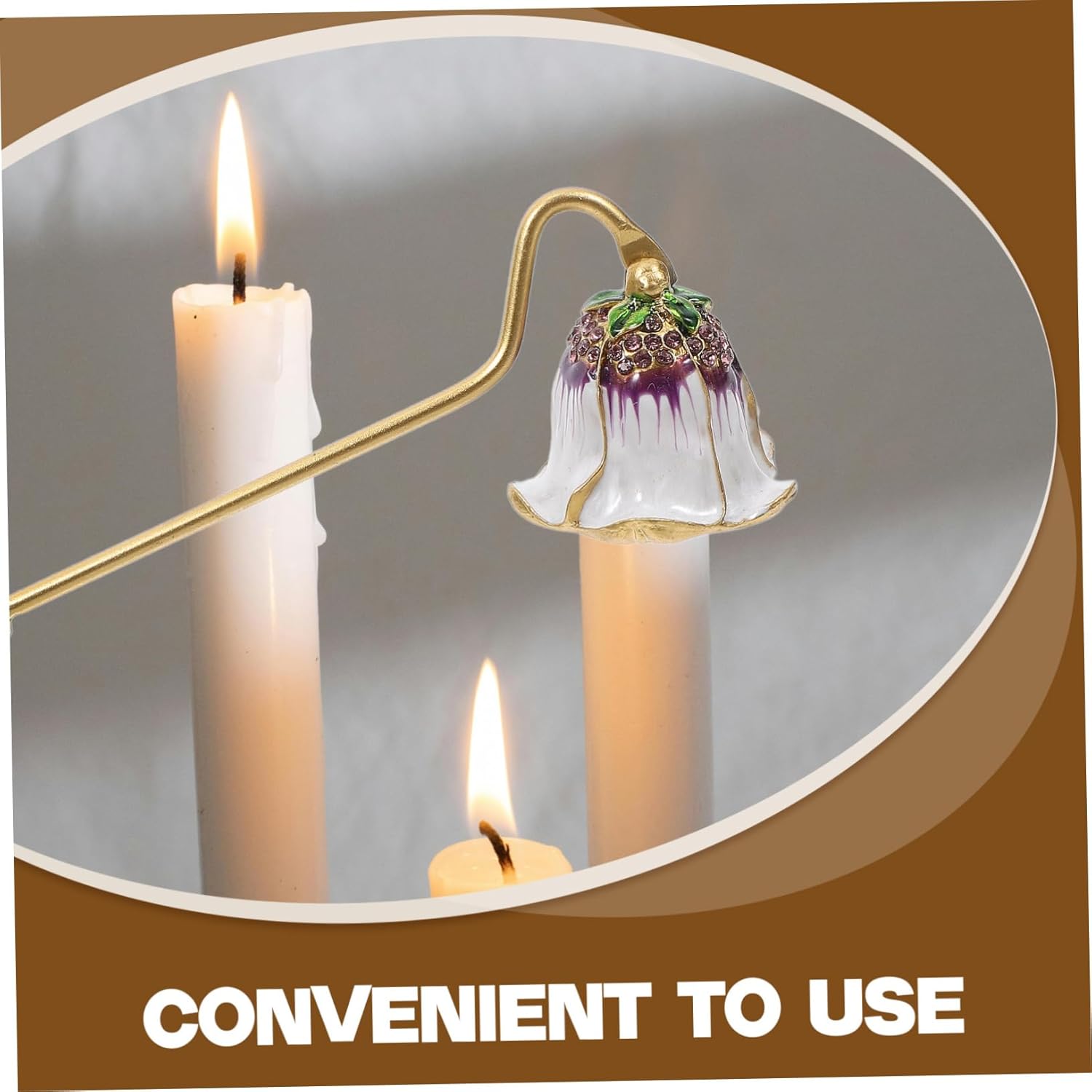 Unique Rhinestone Candle Snuffer Flame Extinguisher for Scented Aromatherapy Candles Lightweight Design