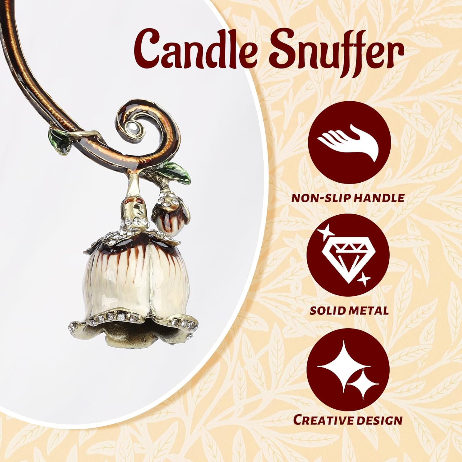 Elegant Royal-Style Candle Snuffer with Pearl Inlay