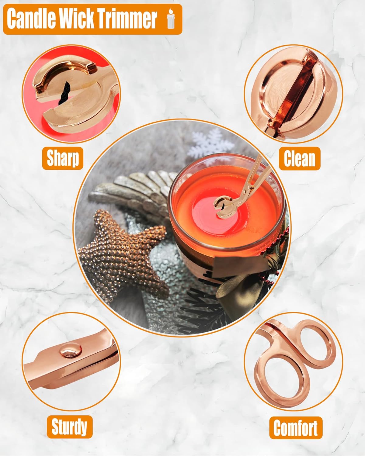 4 in 1 Candle Accessory Set with Storage Tray Rose Gold