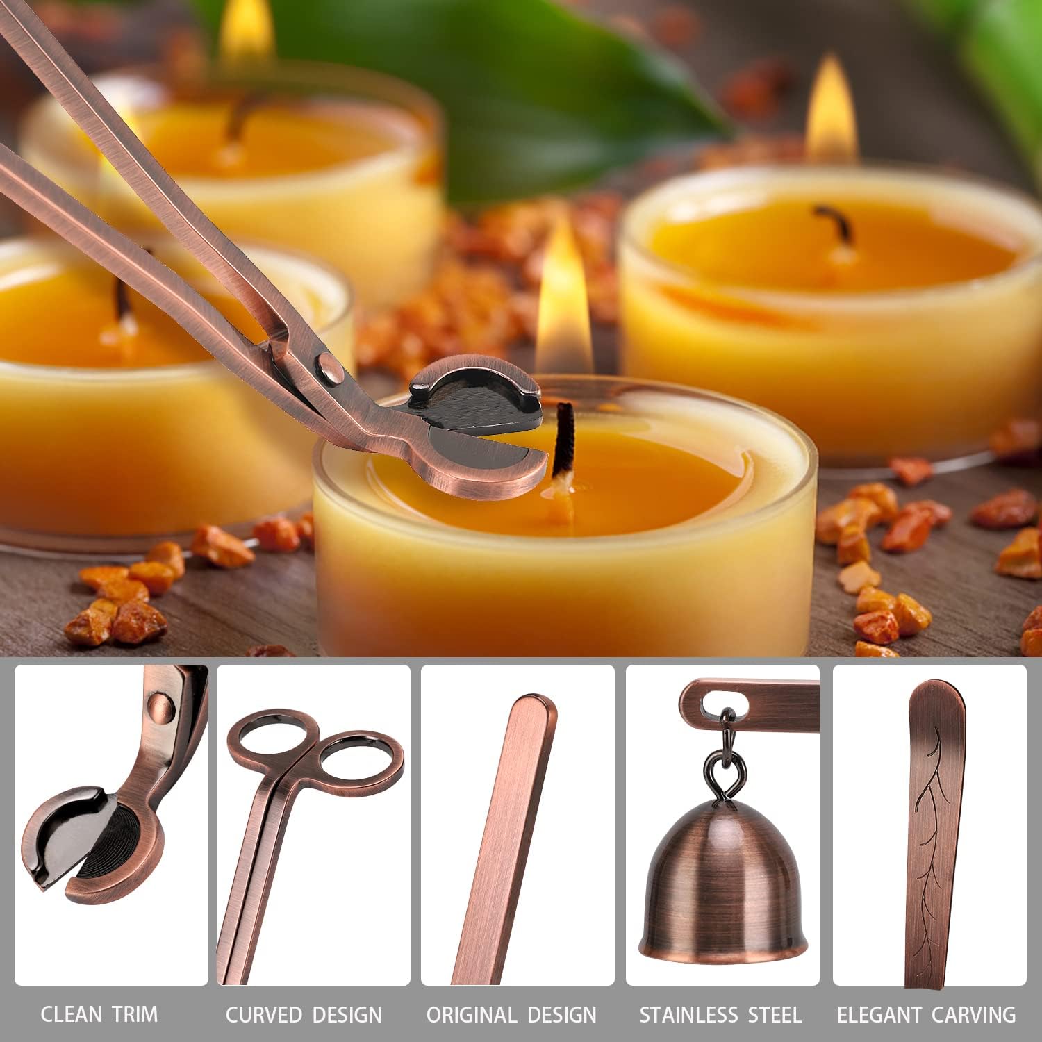 DANGSHAN 3 in 1 Candle Accessory Set - Wick Trimmer Cutter Snuffer