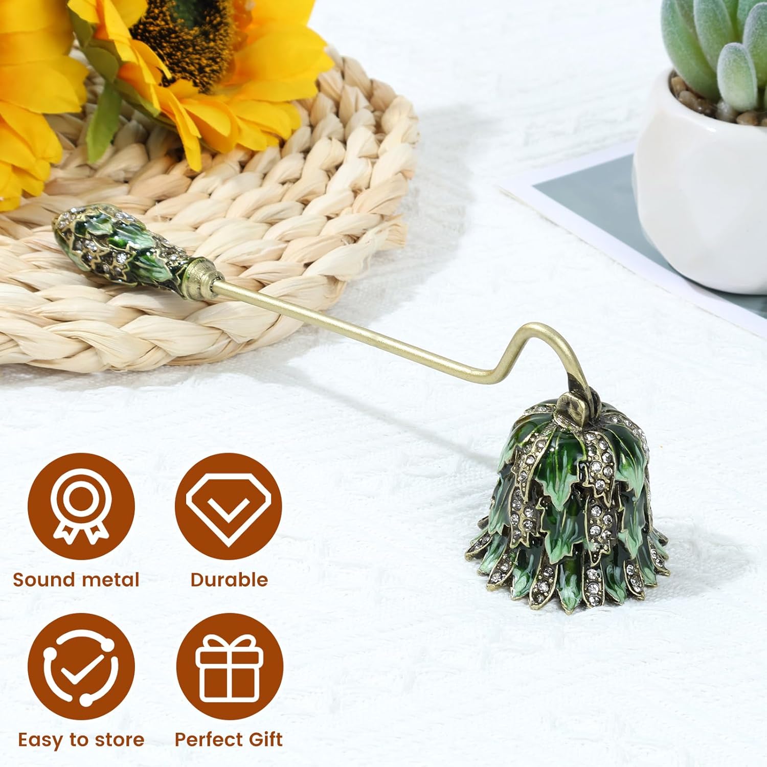 Elegant Green Candle Snuffer with Long Handle