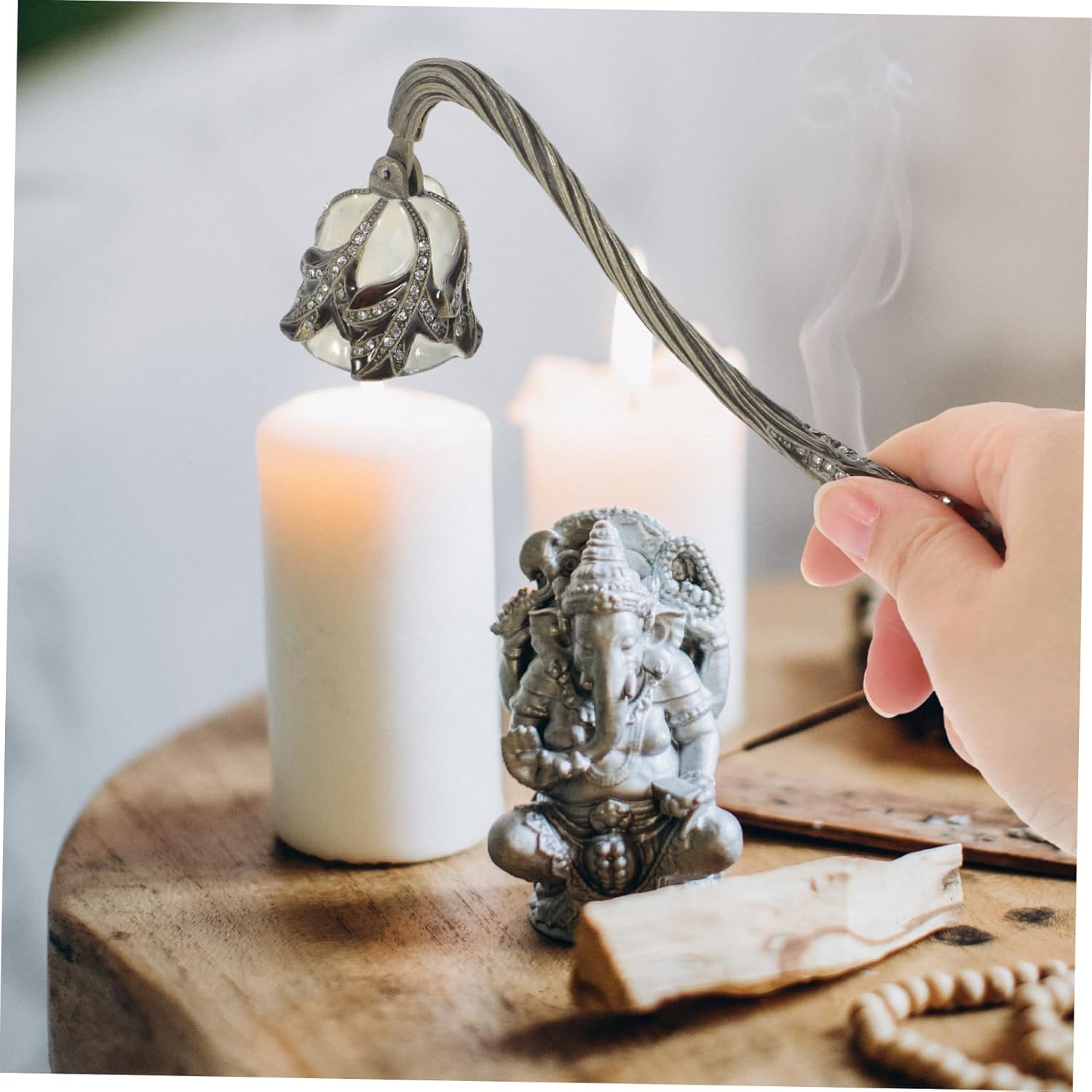 Elegant Rhinestone Candle Snuffer with Long Handle