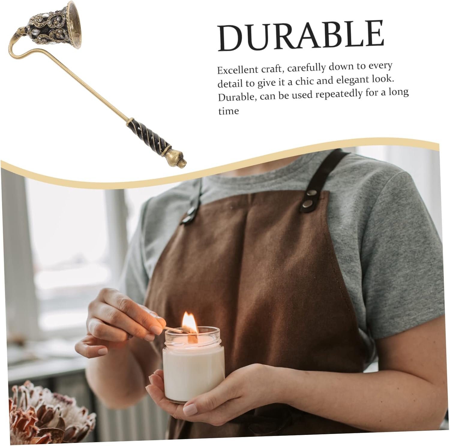 Zerodeko Flower Design Candle Snuffer with Long Handle