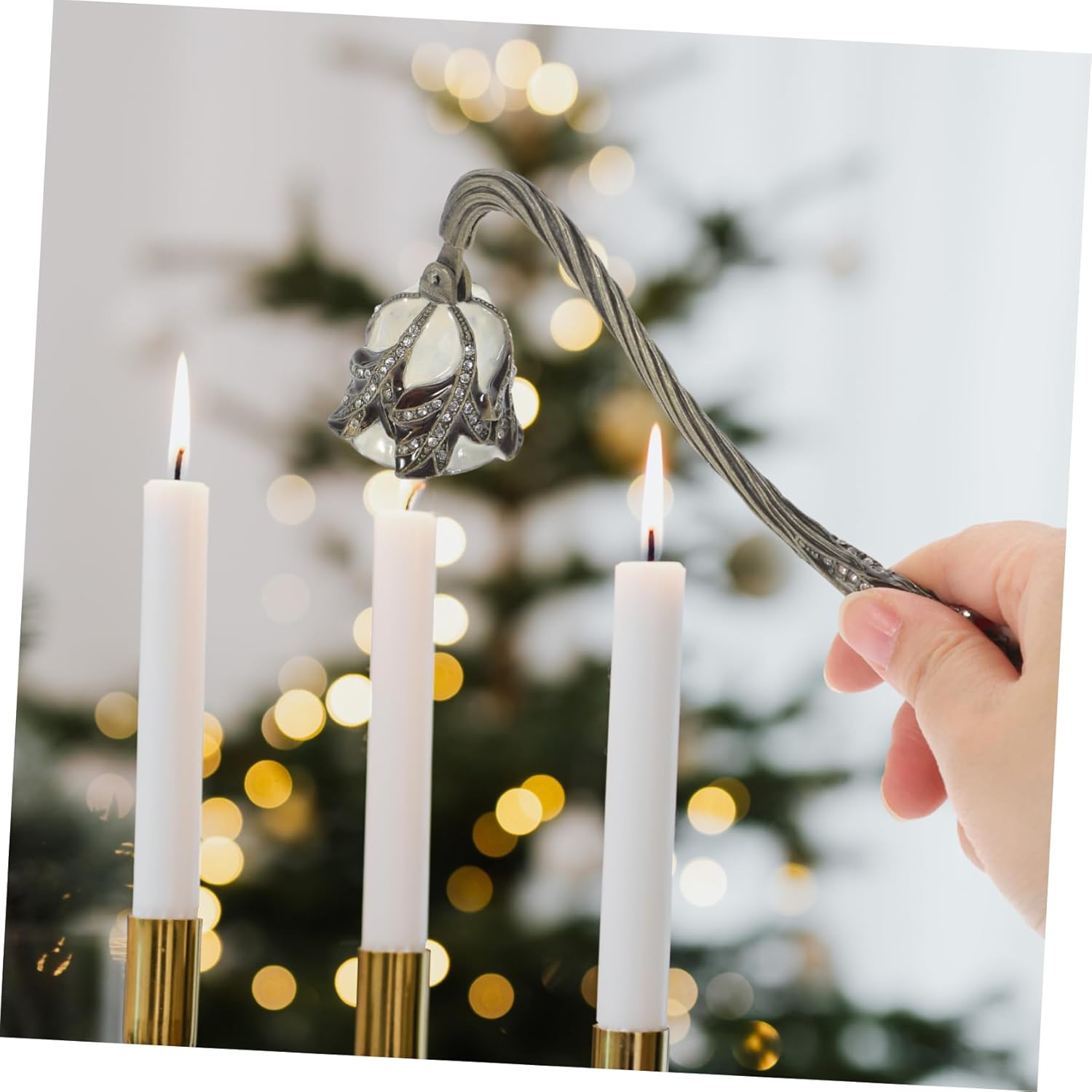 Elegant Rhinestone Candle Snuffer with Long Handle