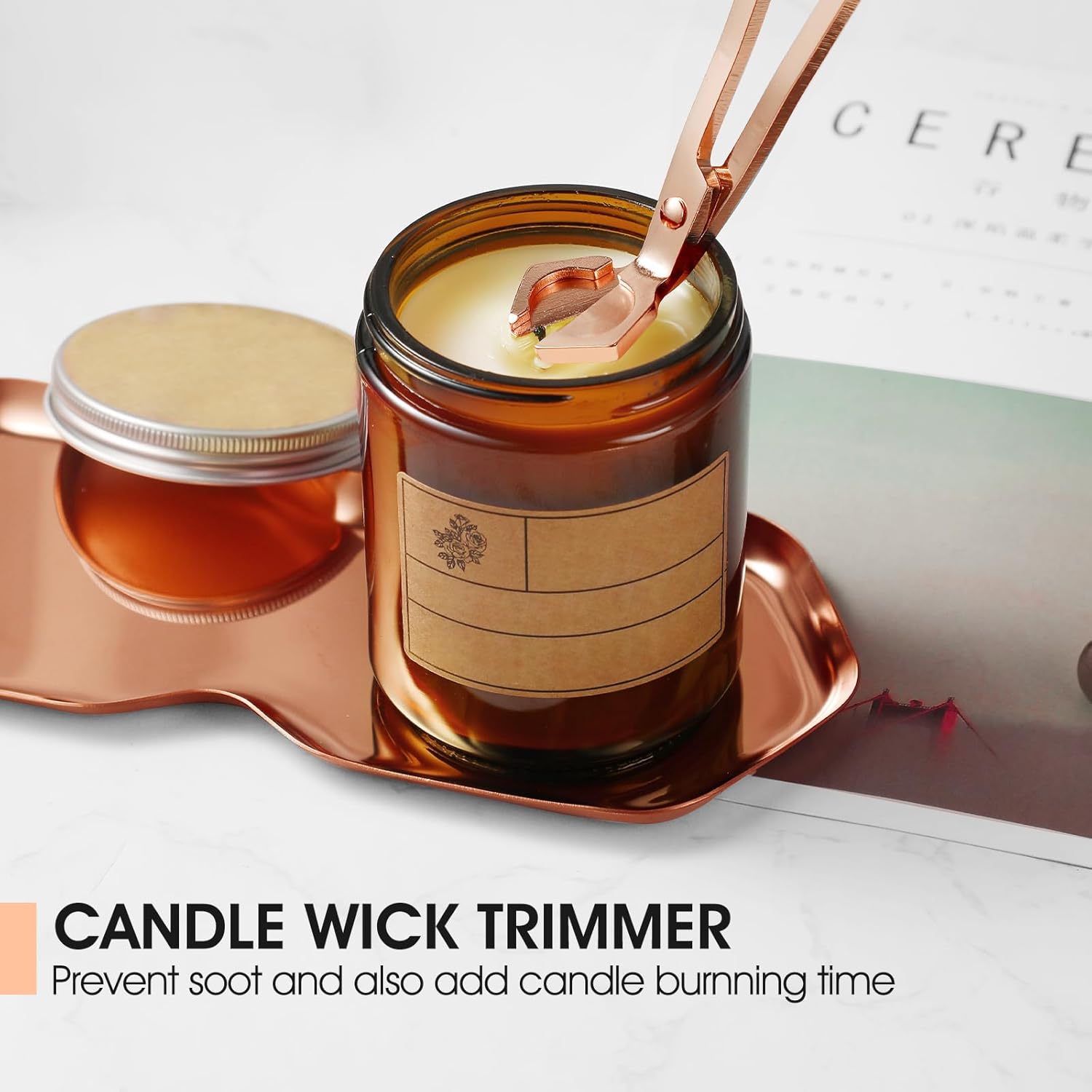 PATOISE 4 in 1 Candle Accessory Set with Rose Gold Finish