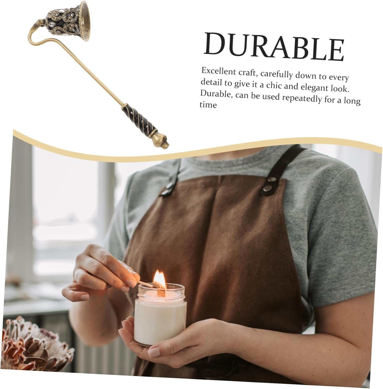 HOOTNEE Rhinestone Flower Candle Snuffer with Long Handle