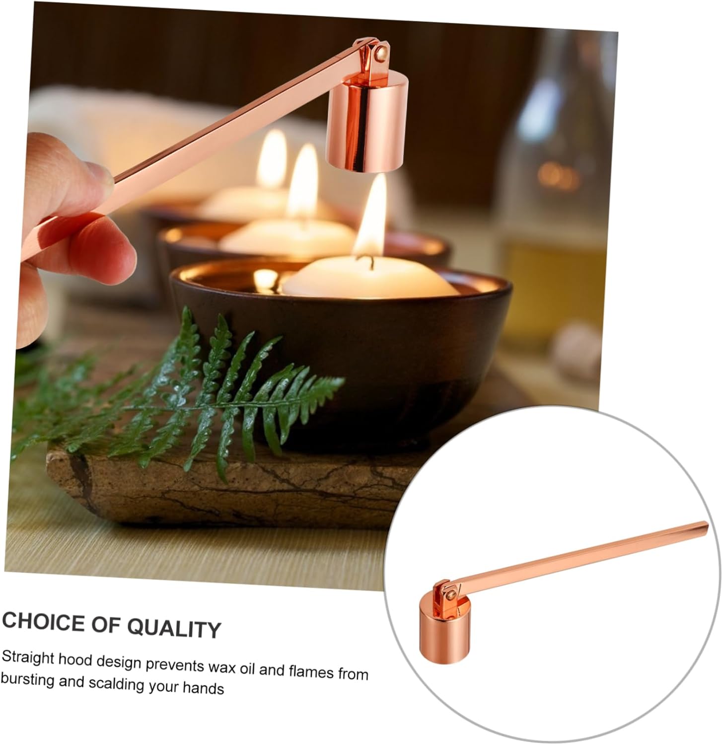 Rose Gold Candle Snuffer with Long Handle