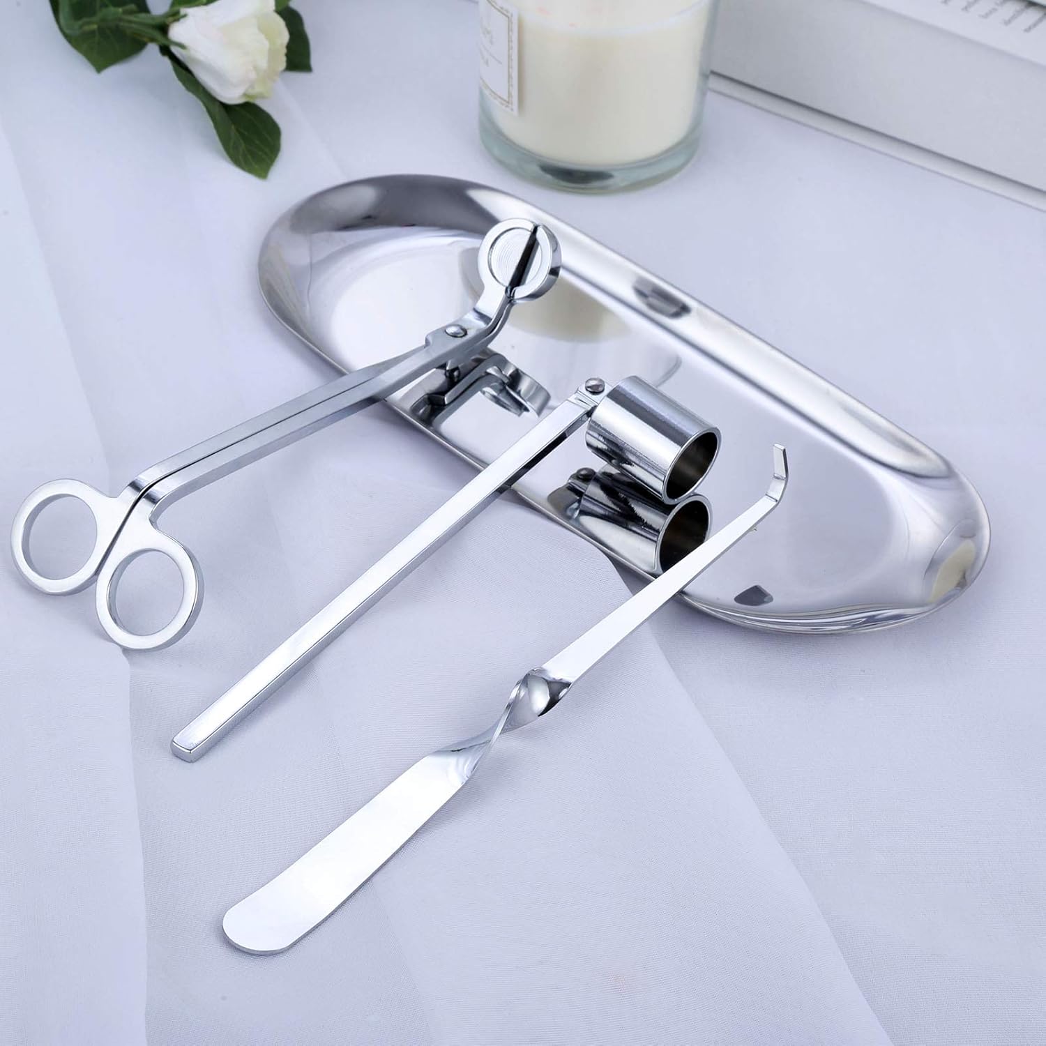 MUXSAM 4 in 1 Candle Accessory Set - Silver