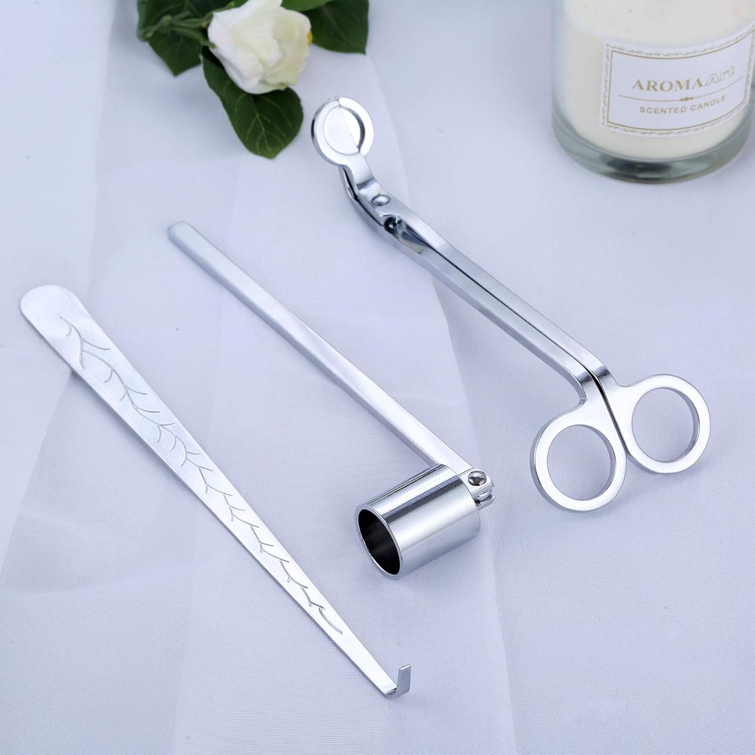 MUXSAM 3 in 1 Candle Accessory Set - Silver