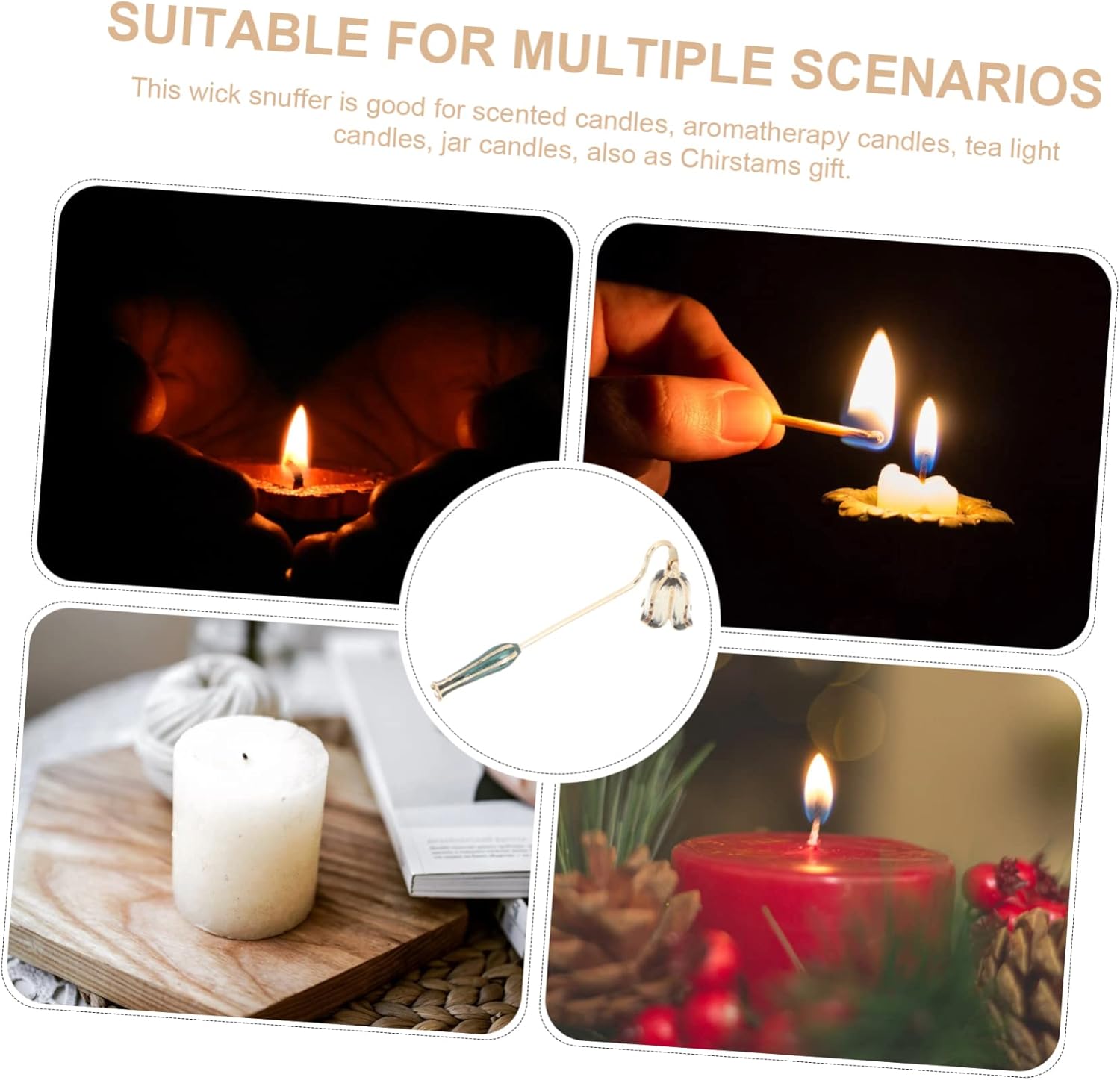 GOOHOCHY Candle Snuffer Long Handle Metal Extinguisher for Home Use