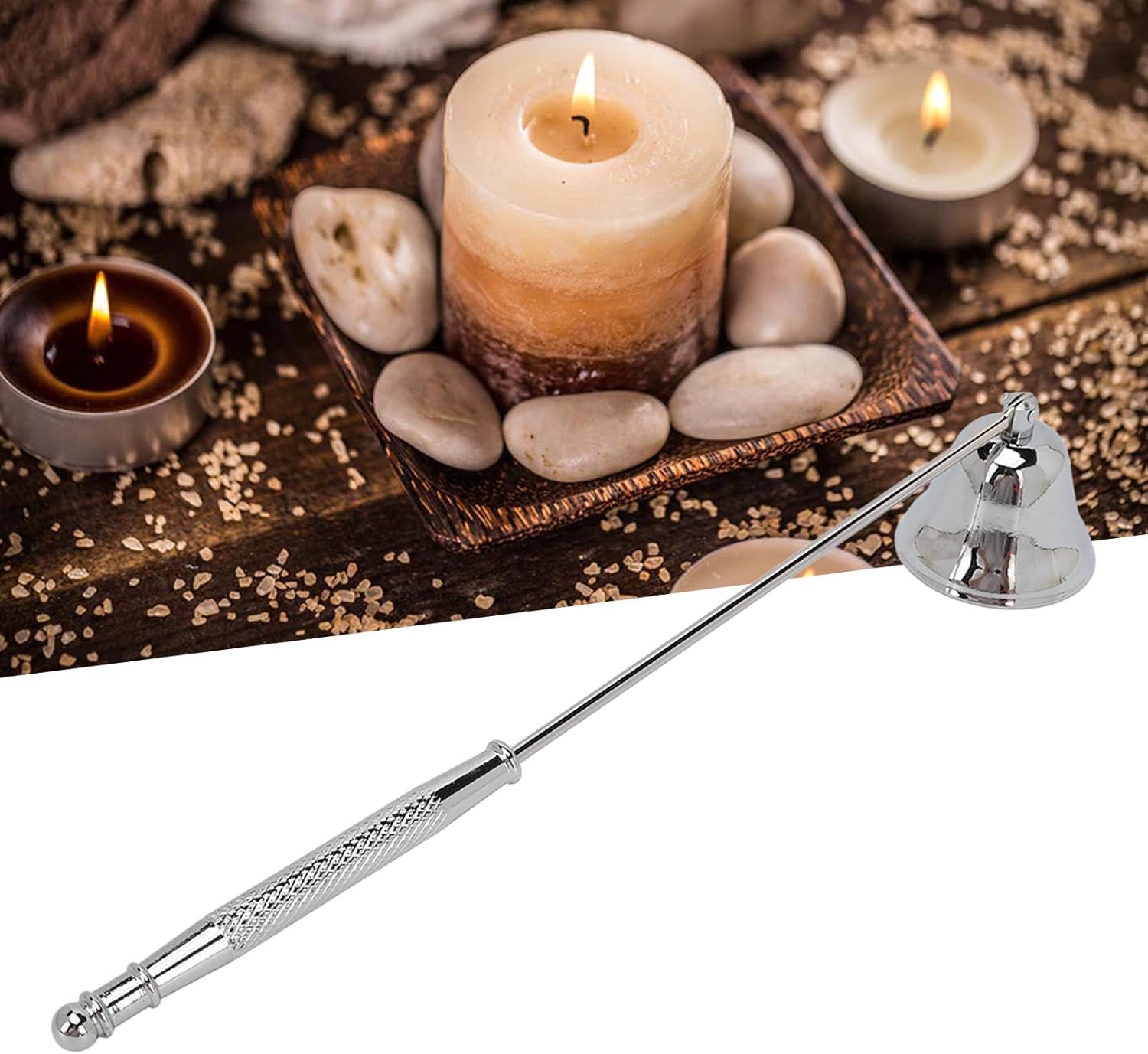 ZJchao Stainless Steel Candle Snuffer with Long Handle - Smokeless and Safe