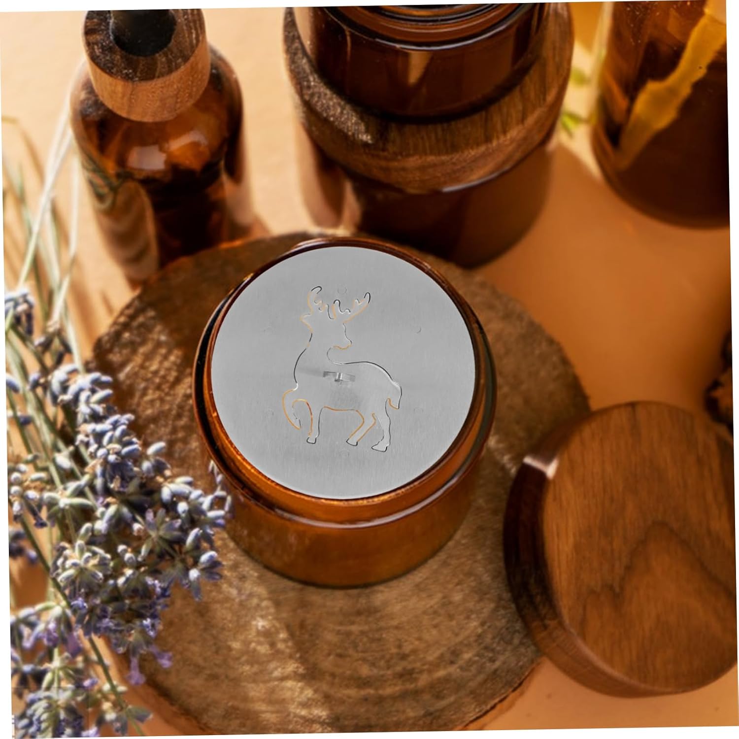NUOBESTY Decorative Candle Cover with Elk Pattern