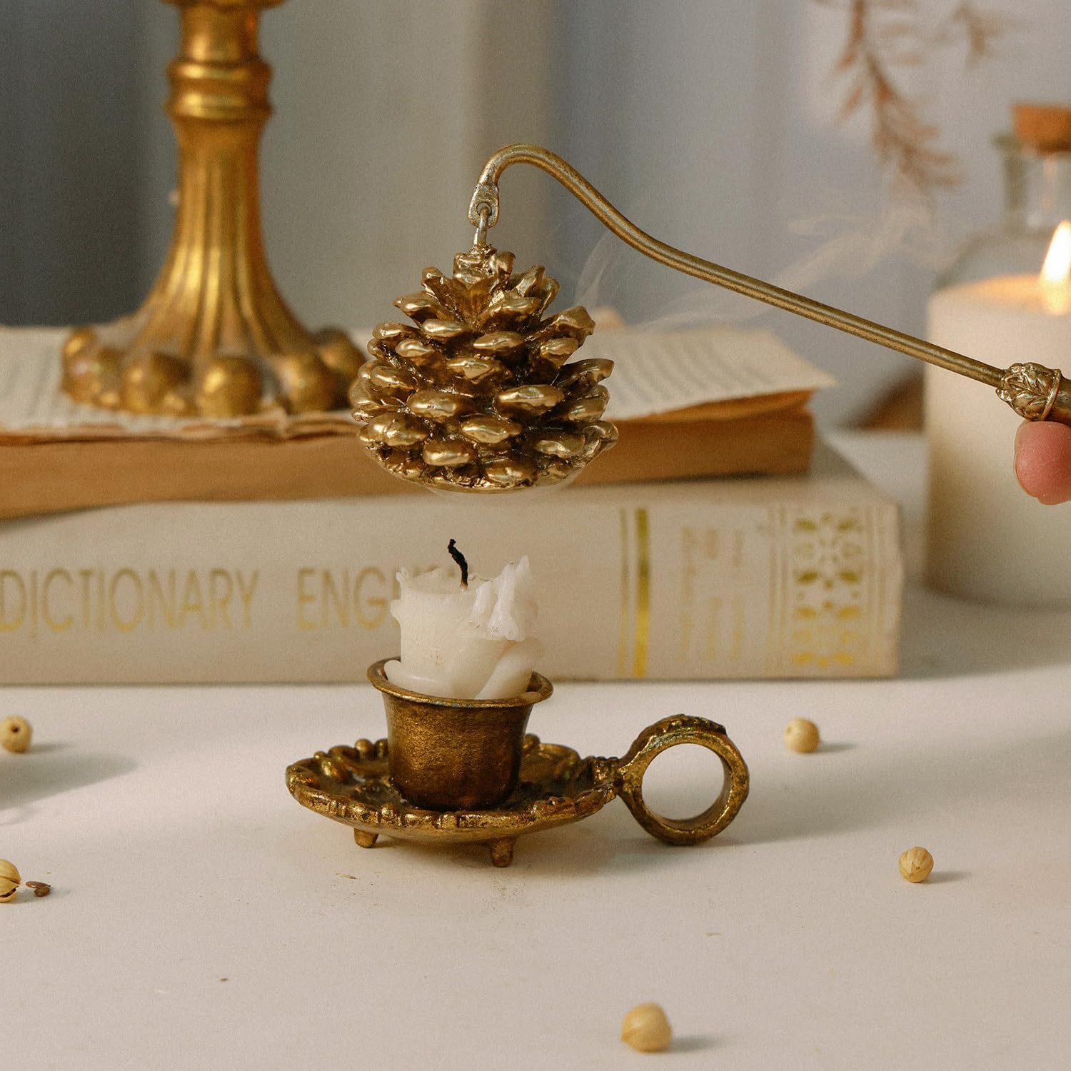 NIKKY HOME Gold Candle Snuffer with Handle
