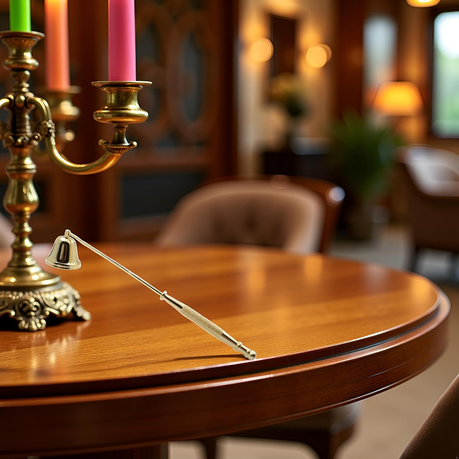 Gold Metal Candle Snuffer with Long Handle 1
