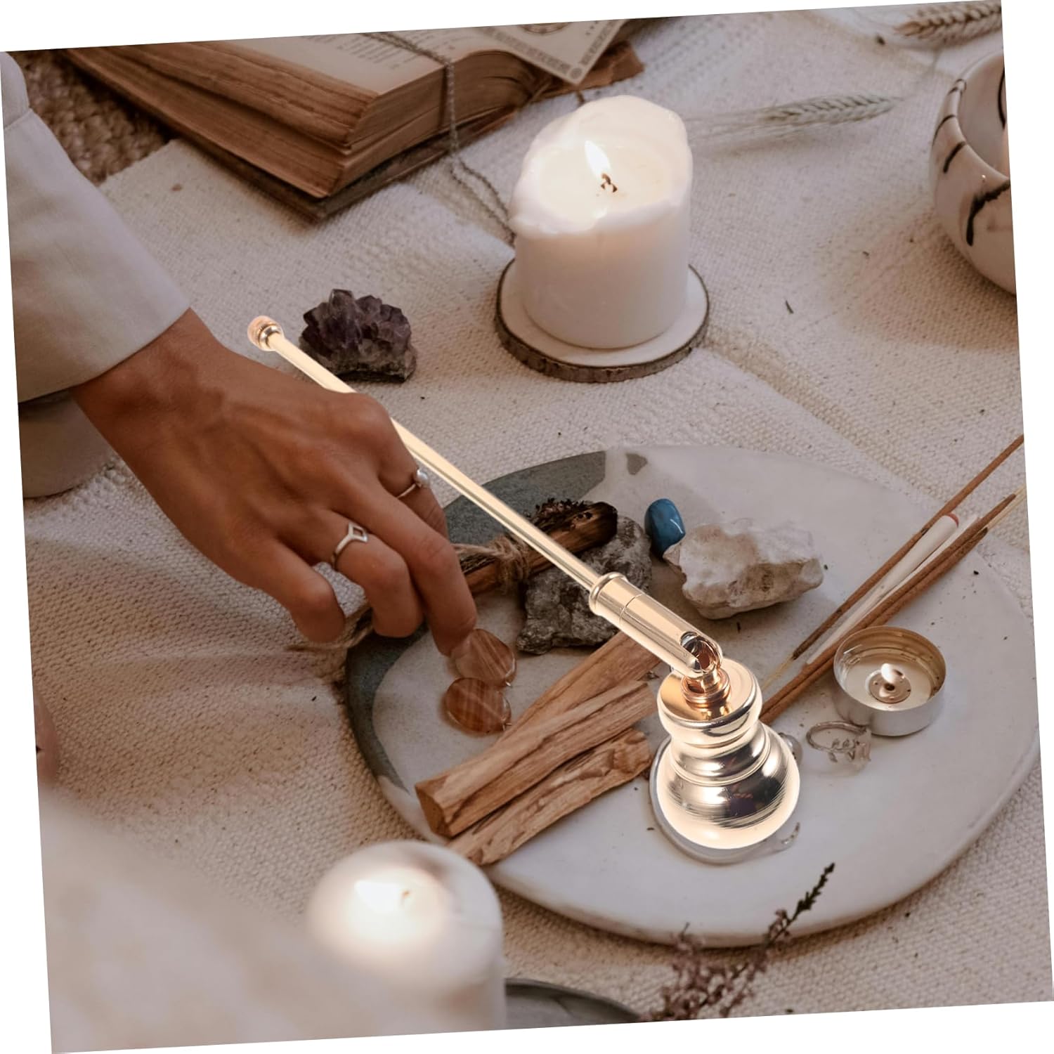 HOOTNEE Reusable Candle Snuffer with Long Handle for Safe Flame Extinguishing