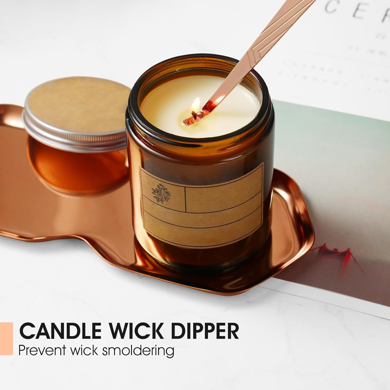 PATOISE 4 in 1 Candle Accessory Set with Rose Gold Finish