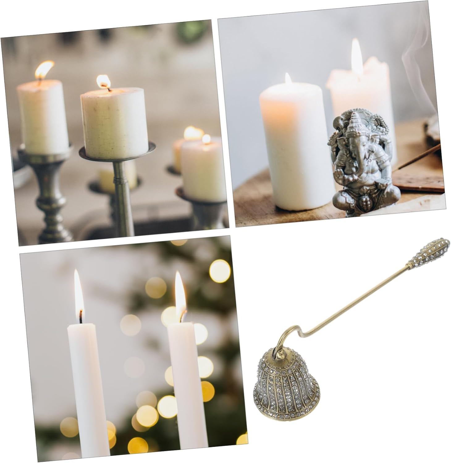 ERINGOGO Long Handle Candle Snuffer Metal Extinguisher Cover for Tapered Candles