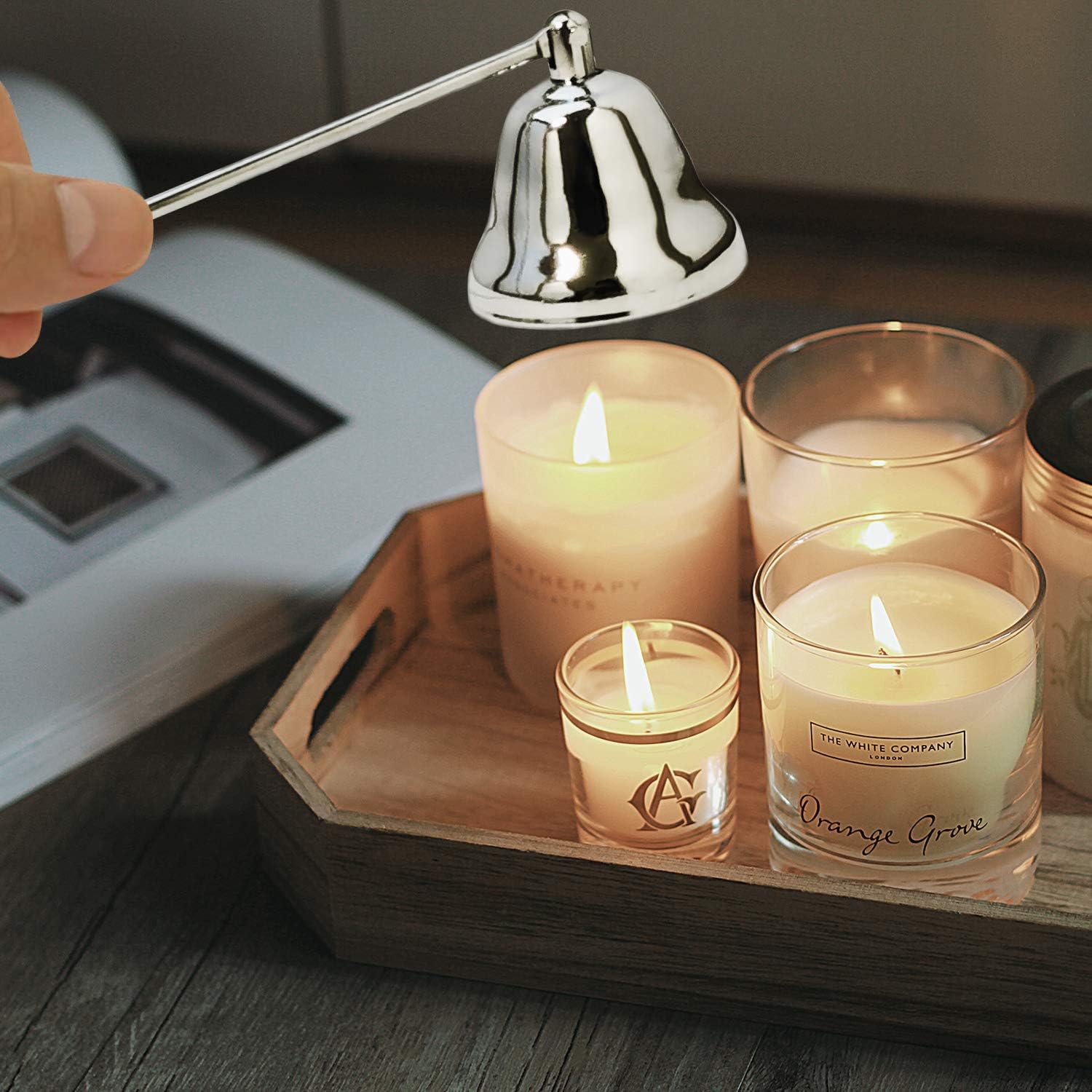 Premium Metal Candle Snuffer with Long Handle - Silver