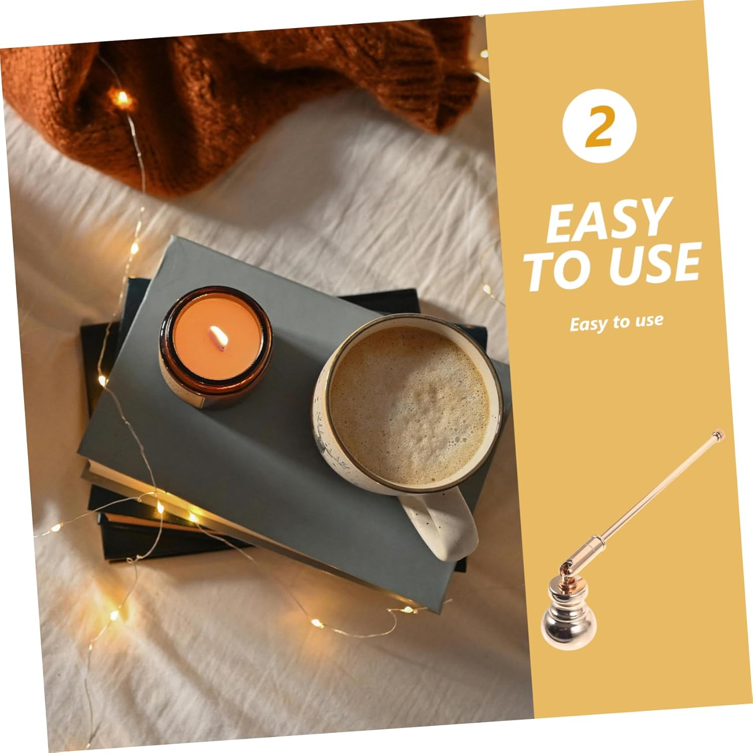 Reusable Candle Snuffer Handle with Gold Design