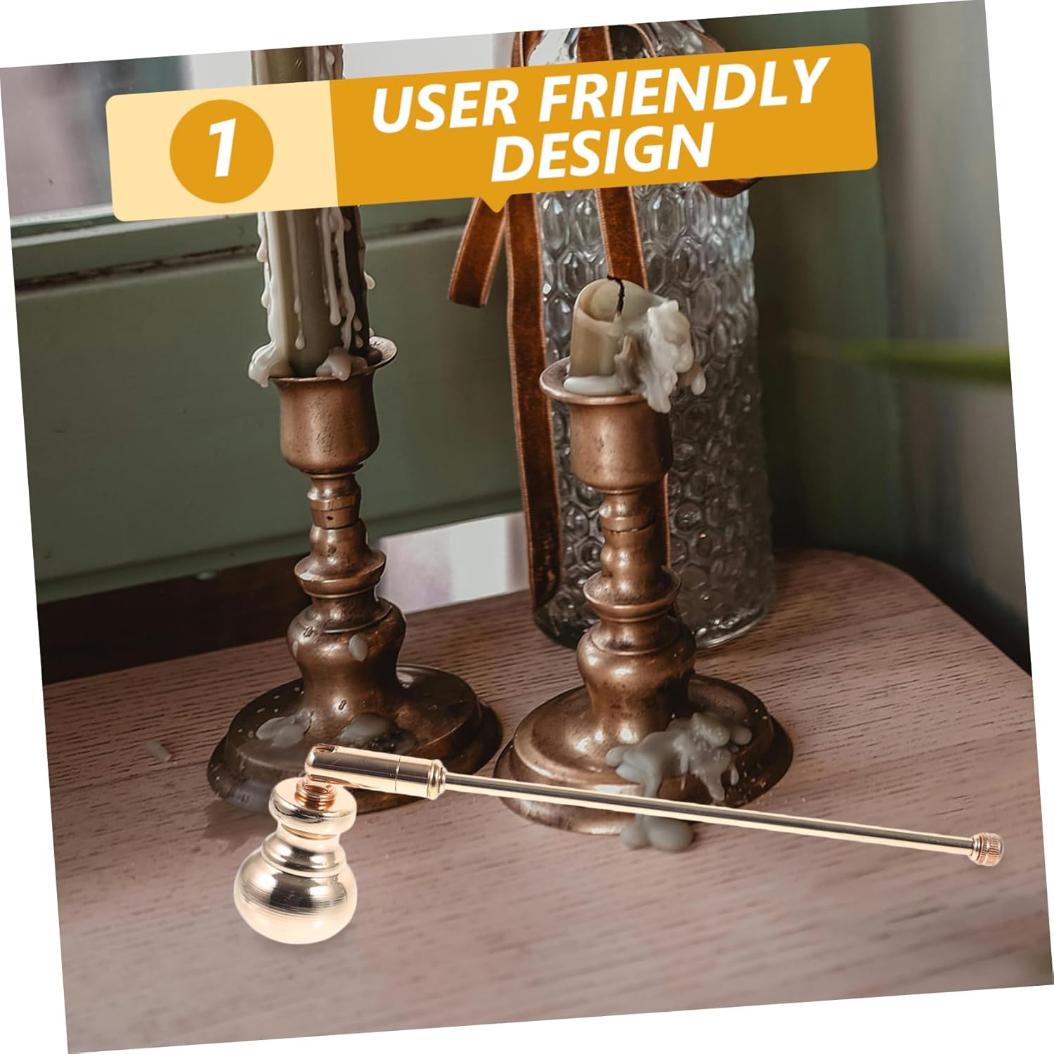 HOOTNEE Reusable Candle Snuffer with Long Handle for Safe Flame Extinguishing