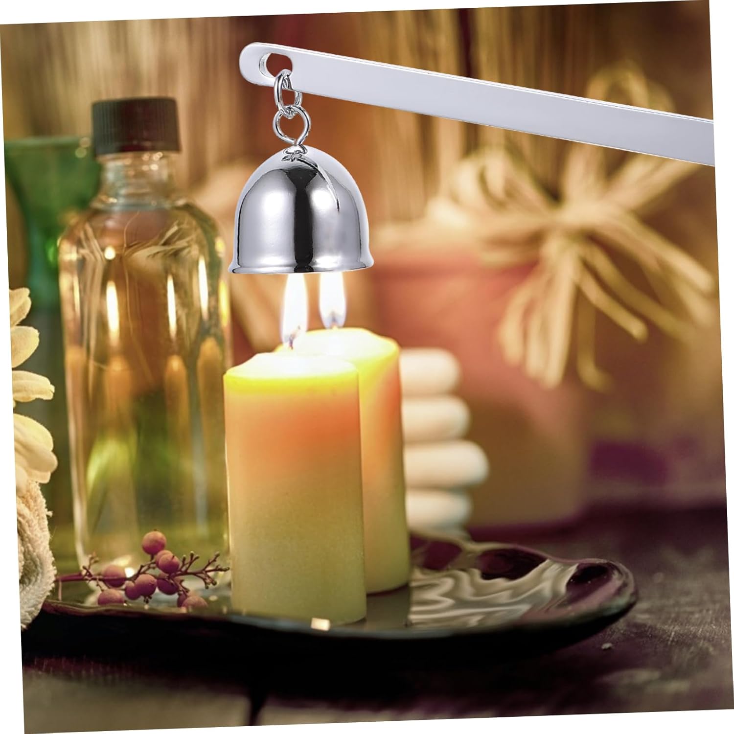 Luxshiny Long Handle Candle Snuffer Stainless Steel Wick Cover