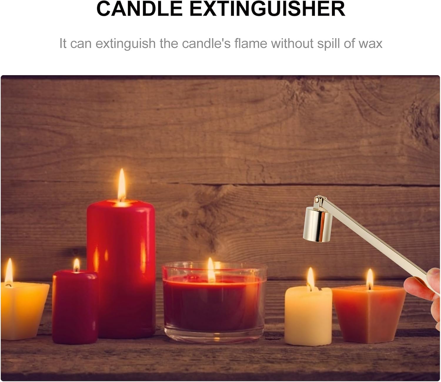 Zerodeko Candle Snuffer Golden Stainless Steel Wick Extinguisher with Long Handle