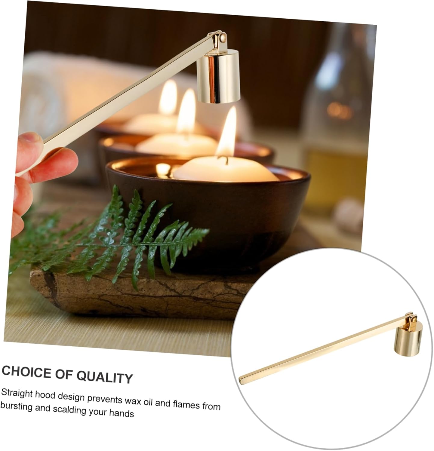 STOBAZA 1pc Stainless Steel Candle Snuffer with Long Handle and Ergonomic Design