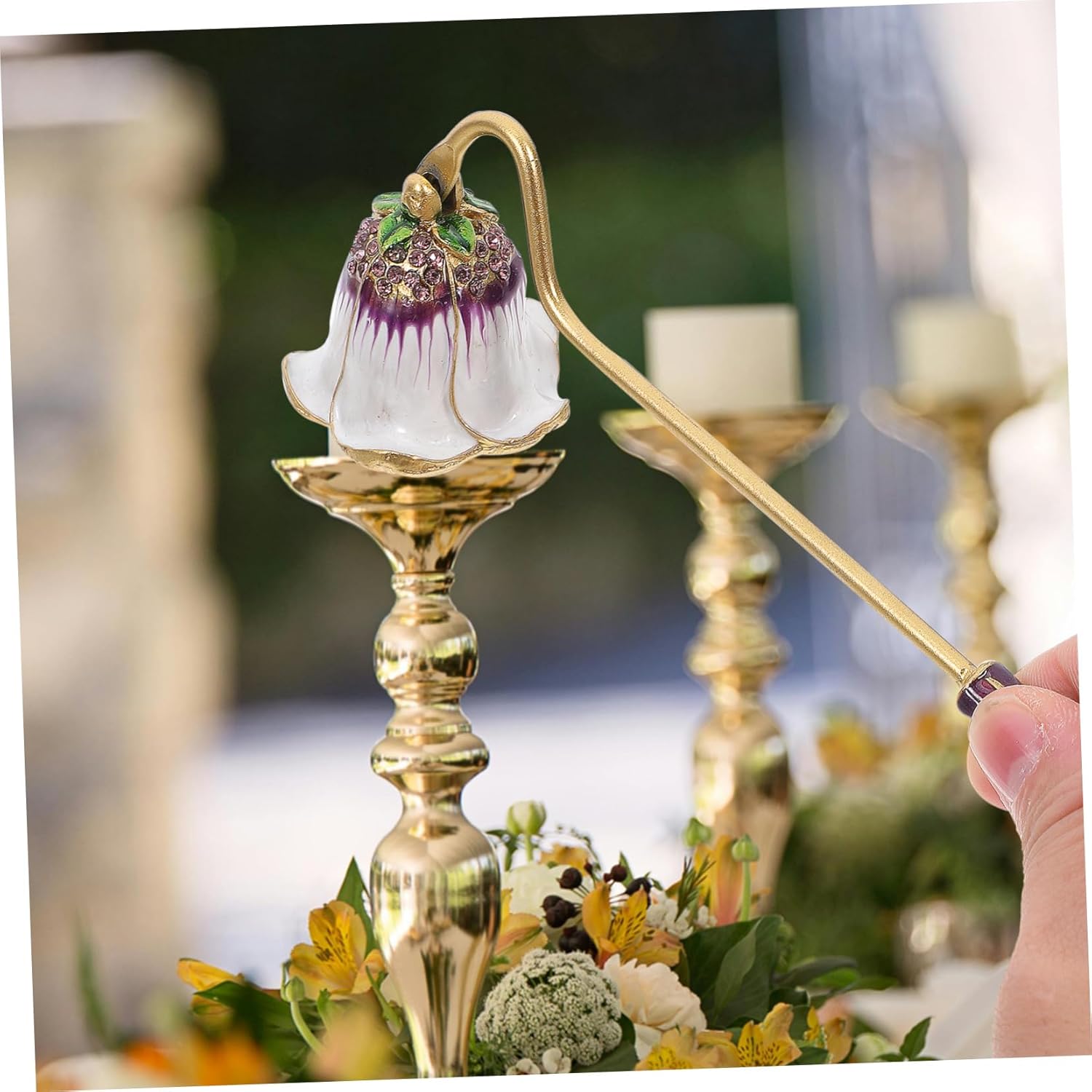 Unique Rhinestone Candle Snuffer Flame Extinguisher for Scented Aromatherapy Candles Lightweight Design