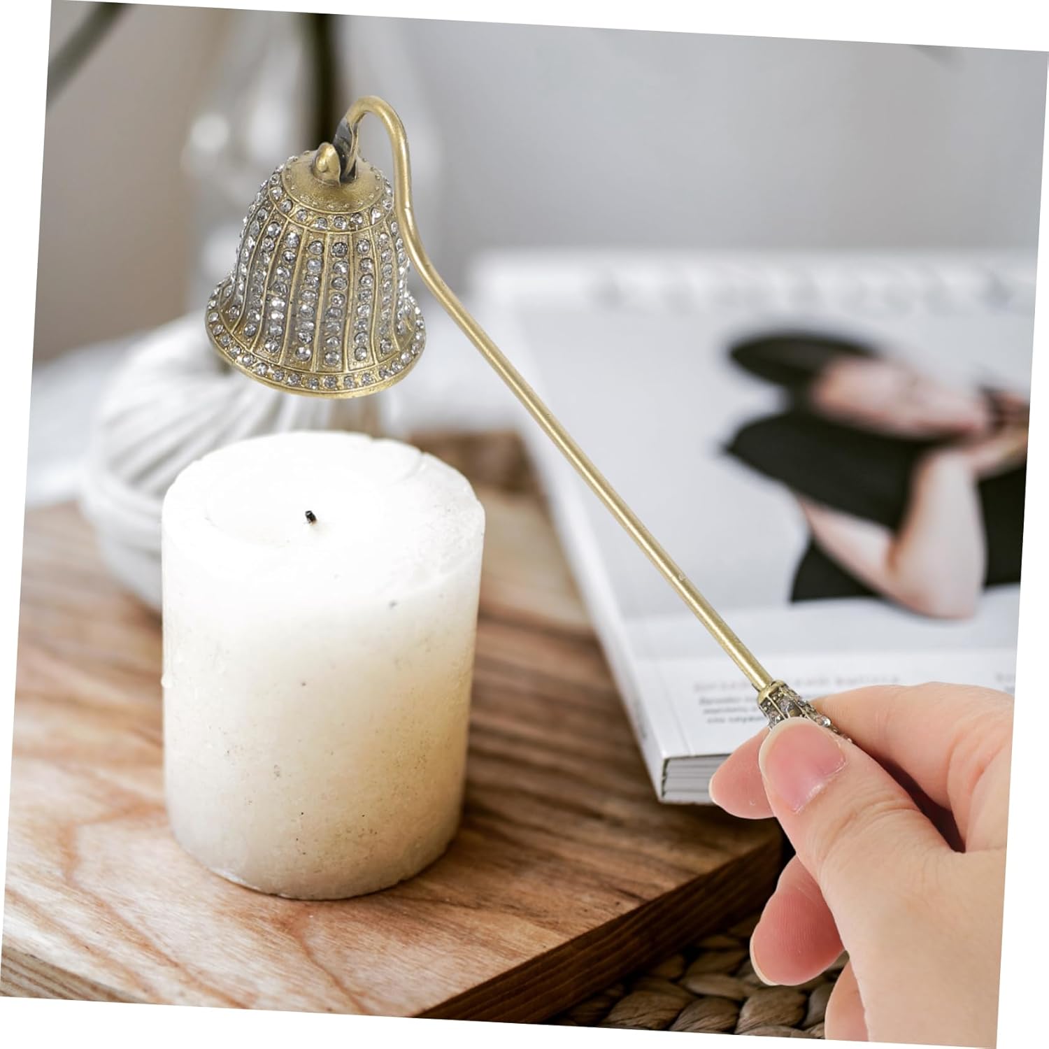 Vintage Rhinestone Candle Snuffer with Long Handle