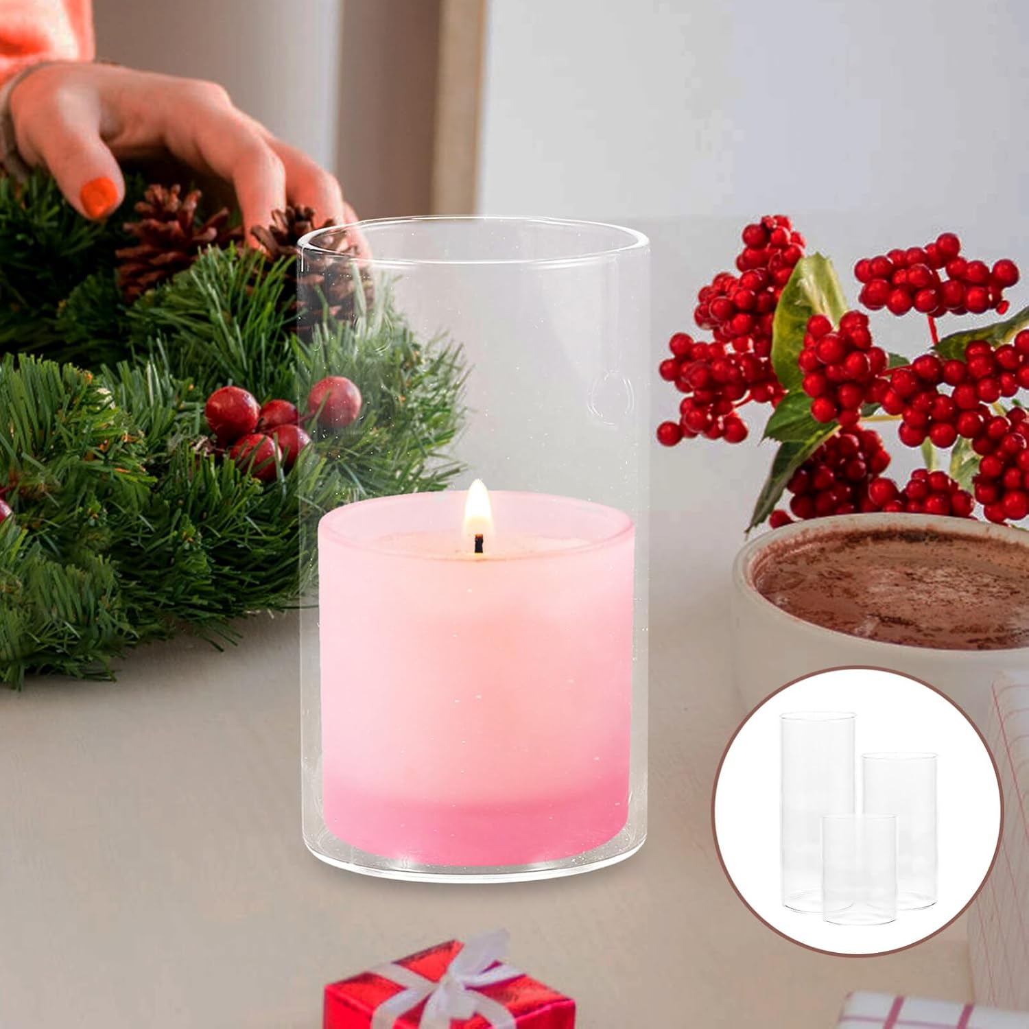 15PCS Clear Glass Candle Shade Holder Set