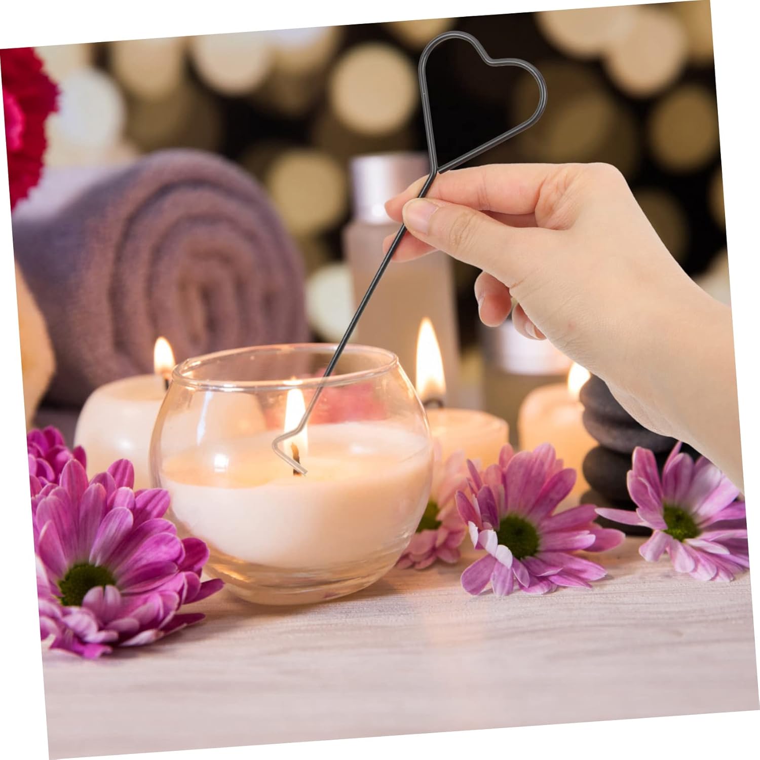 4pcs Heart Design Candle Wick Dipper and Snuffer Hooks for Home Use