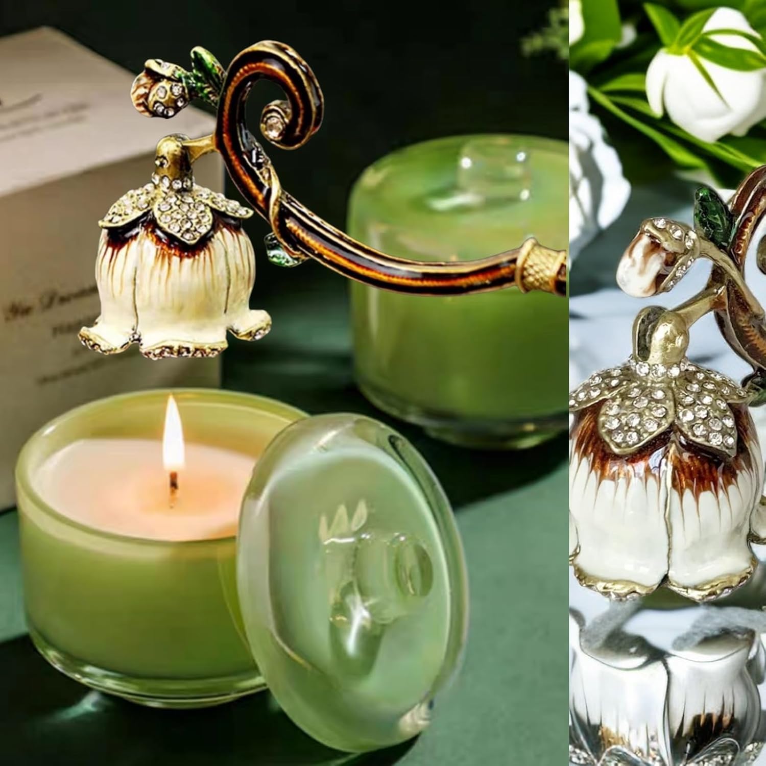 Elegant Candle Snuffer with Long Handle and Hook Design