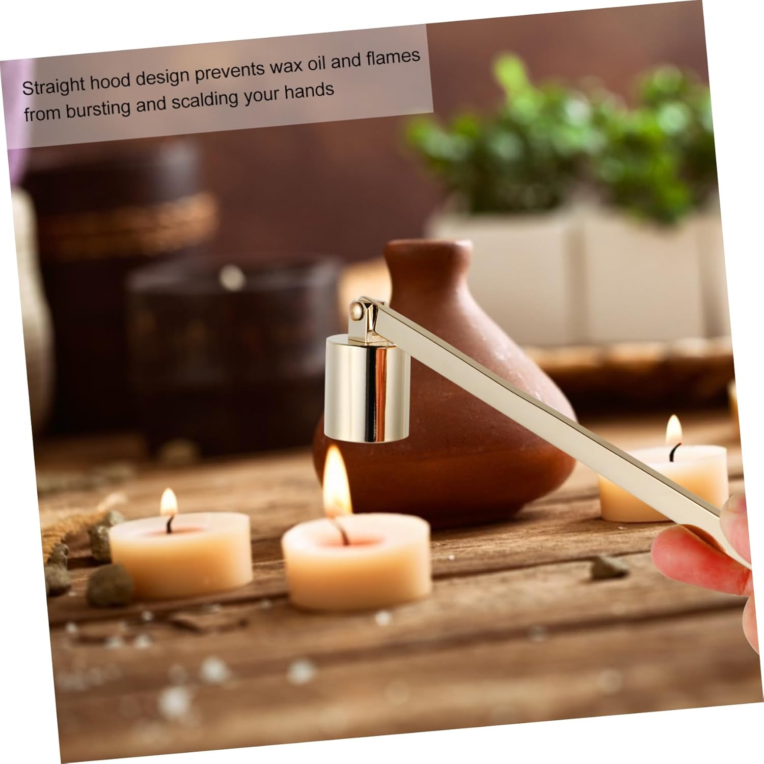 STOBAZA 1pc Stainless Steel Candle Snuffer with Long Handle and Ergonomic Design