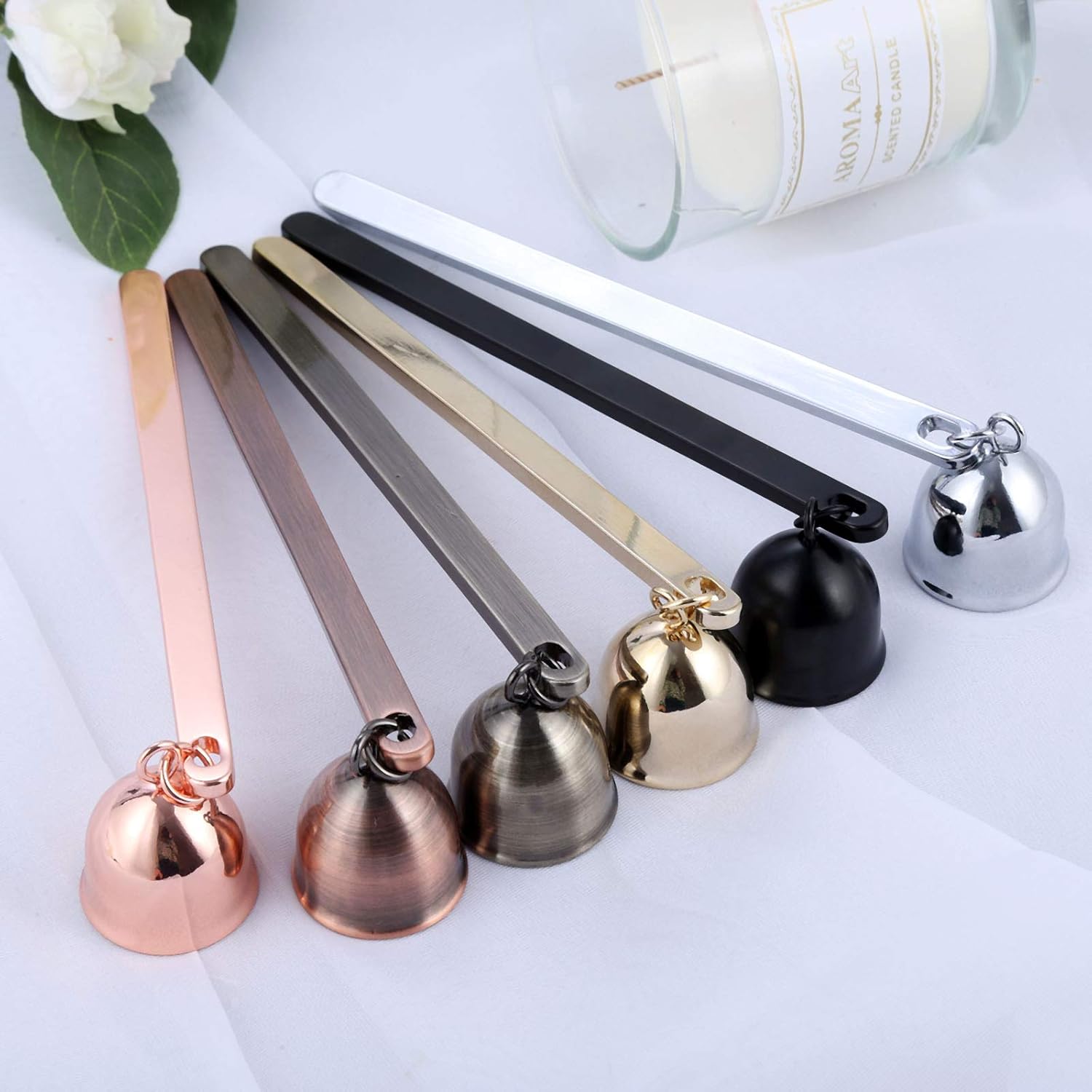 MUXSAM 1 Pack Stainless Steel Candle Extinguisher with Bell Snuffer - Silver