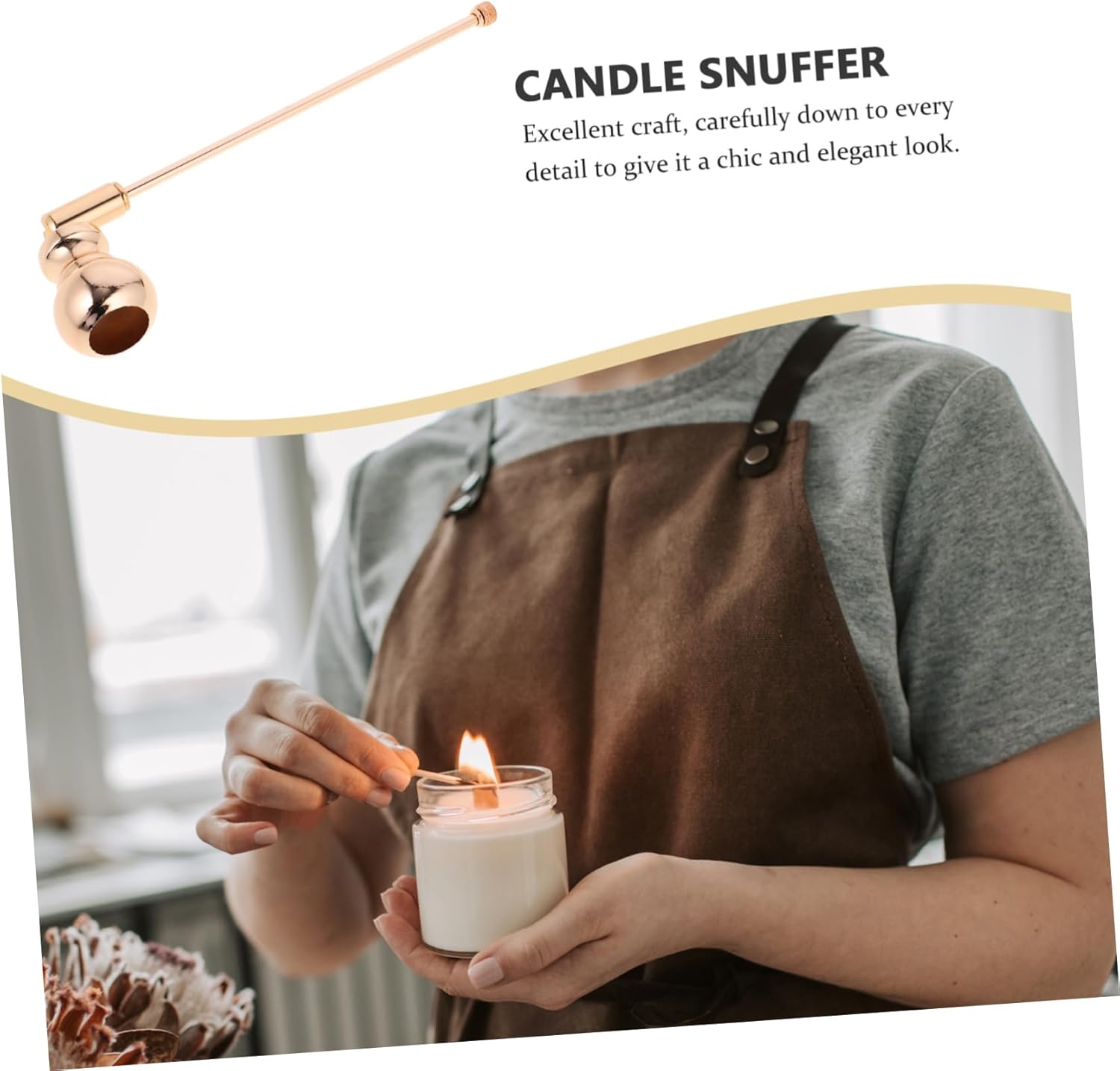 Zerodeko Candle Snuffer with Long Handle Iron Material for Jar Candles
