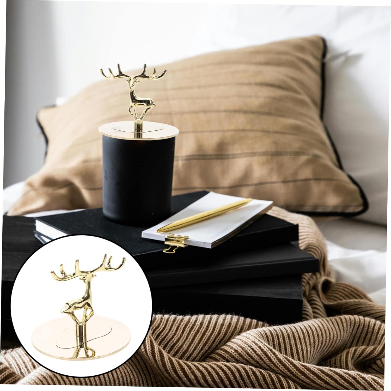 Metal Candle Topper Cover with Elk Design for Jar Candles