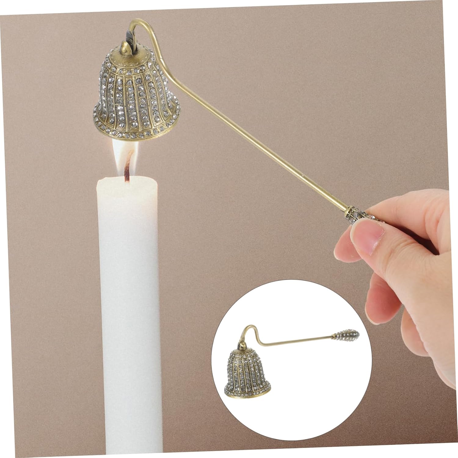 ERINGOGO Long Handle Candle Snuffer Metal Extinguisher Cover for Tapered Candles