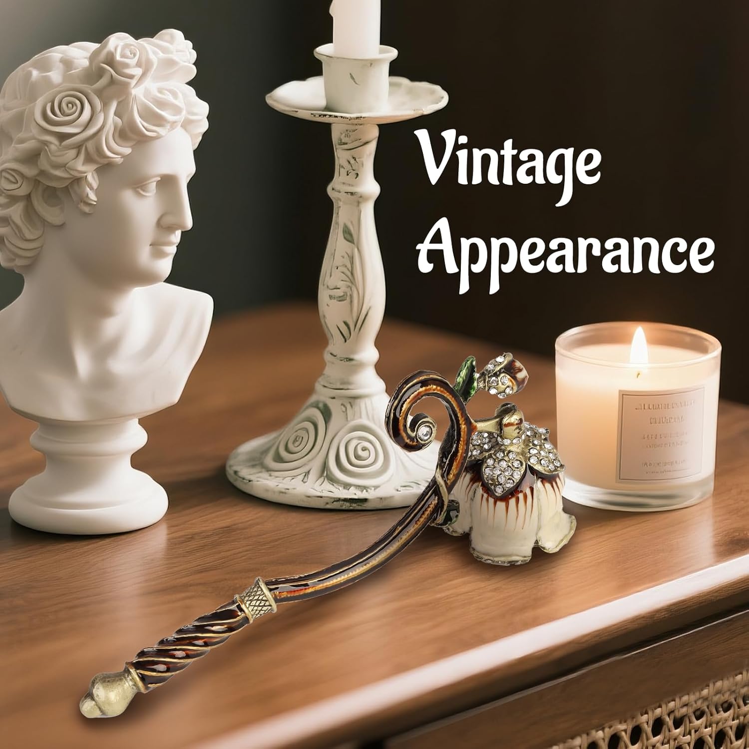 Elegant Royal-Style Candle Snuffer with Pearl Inlay