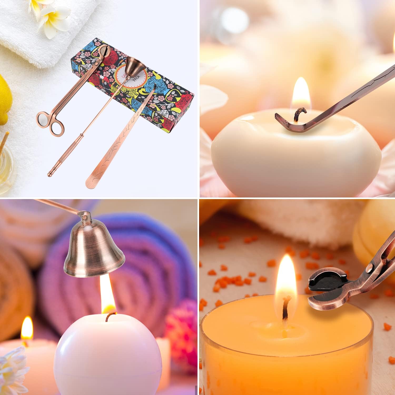 DANGSHAN 3 in 1 Candle Accessory Set - Wick Trimmer Cutter Snuffer