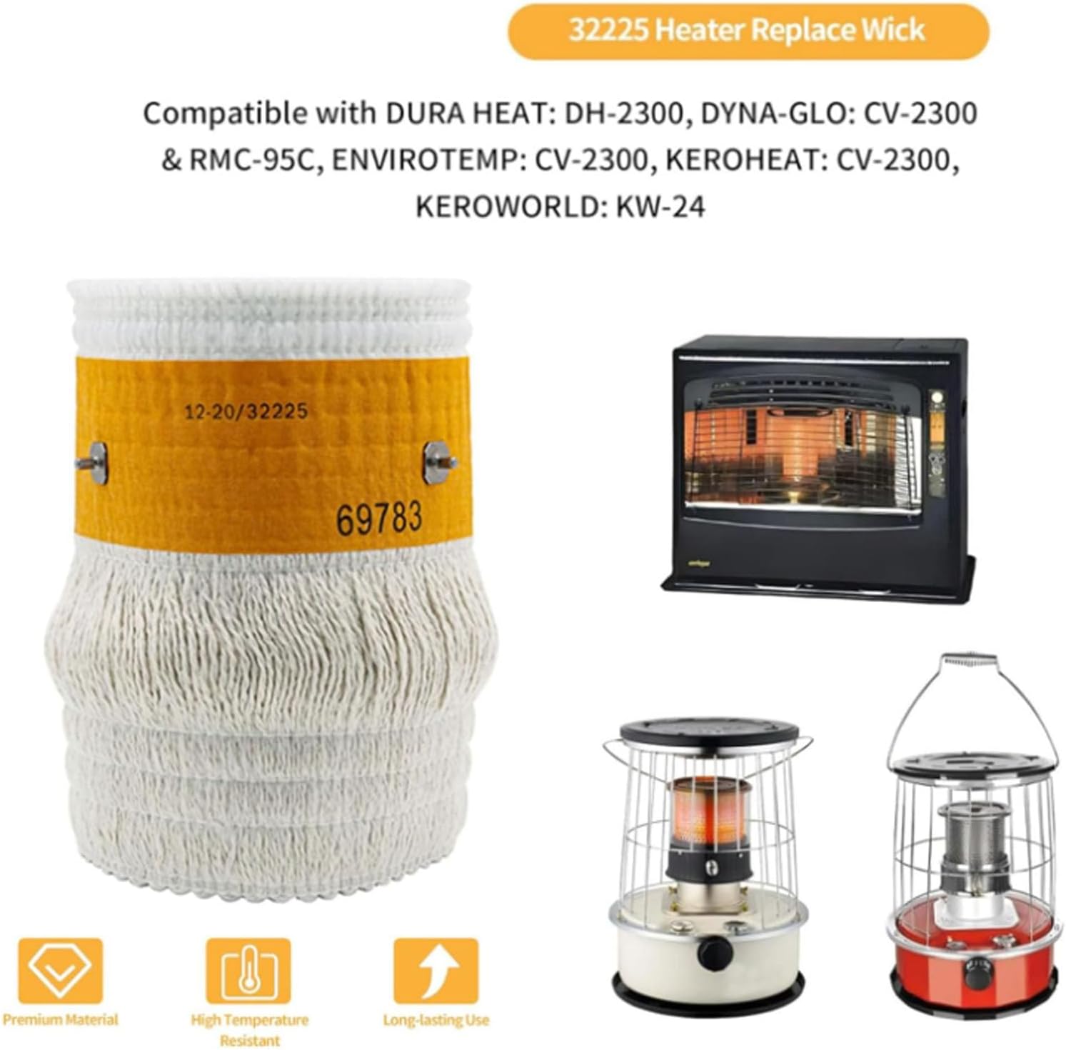 32225 Kerosene Wicks Replacement for KW-24C DuraHeat Dyna-GLO Envirotemp Keroheat