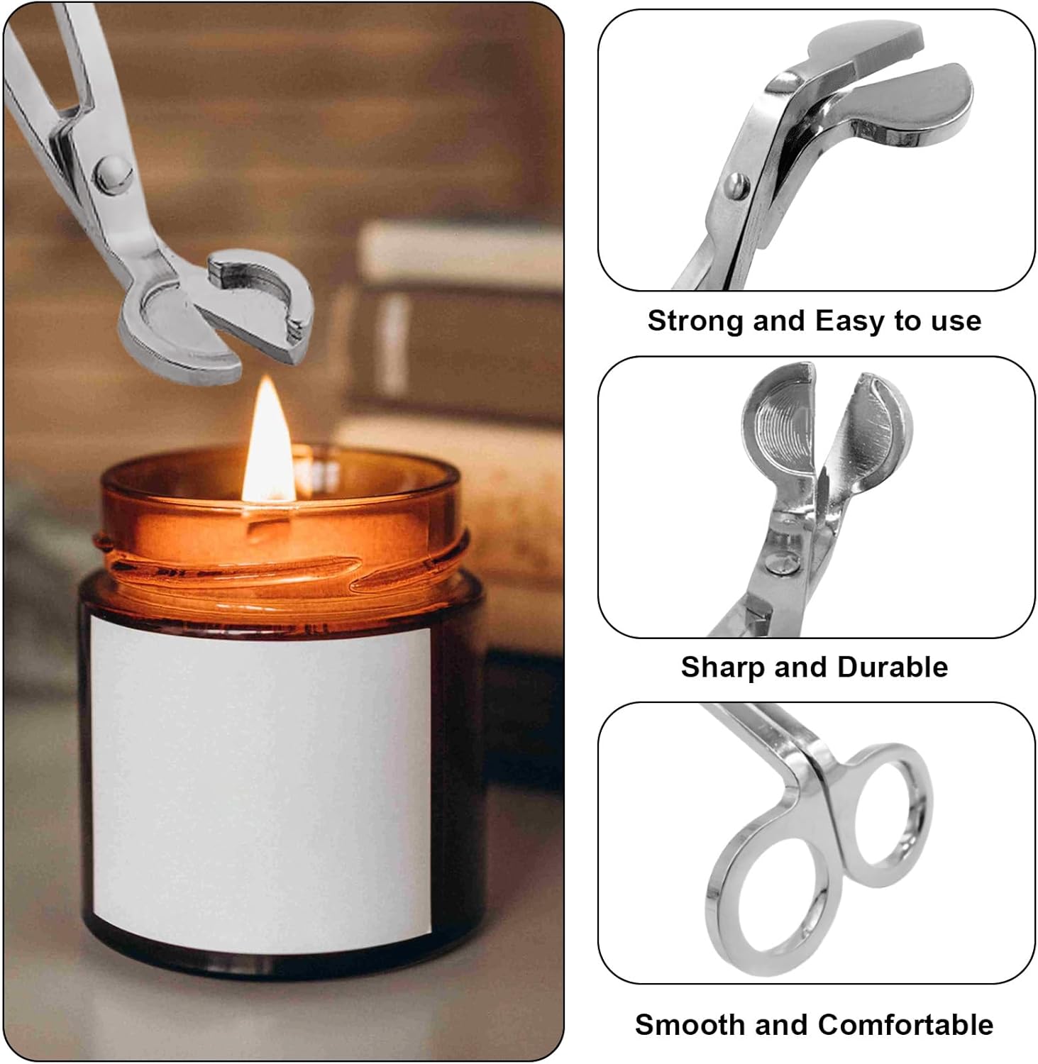 Set of 3 Candle Accessories - Snuffer Trimmer and Dipper