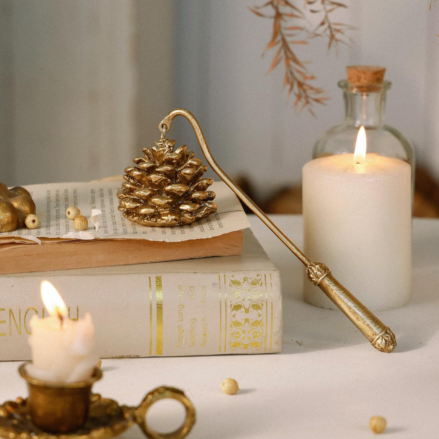 NIKKY HOME Gold Candle Snuffer with Handle