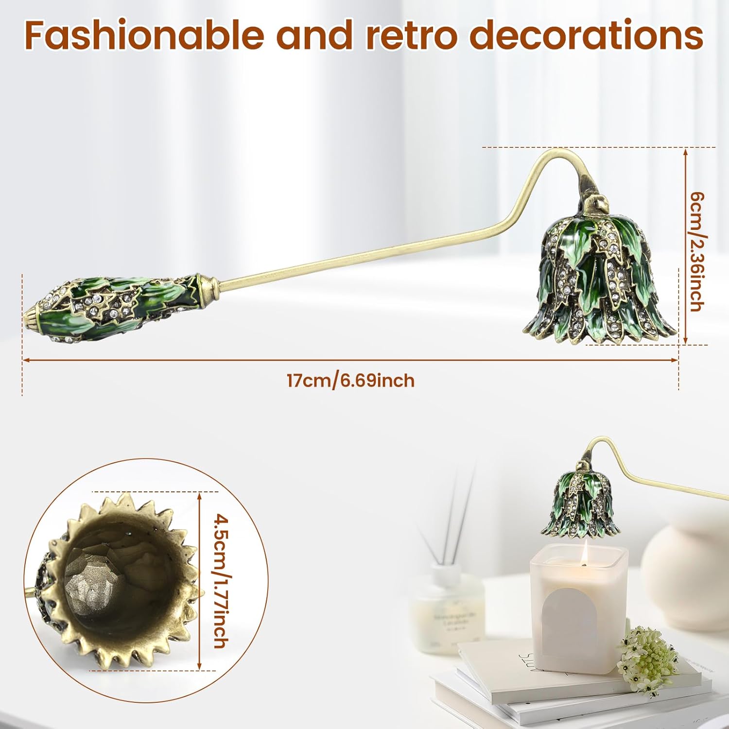 Elegant Green Candle Snuffer with Long Handle
